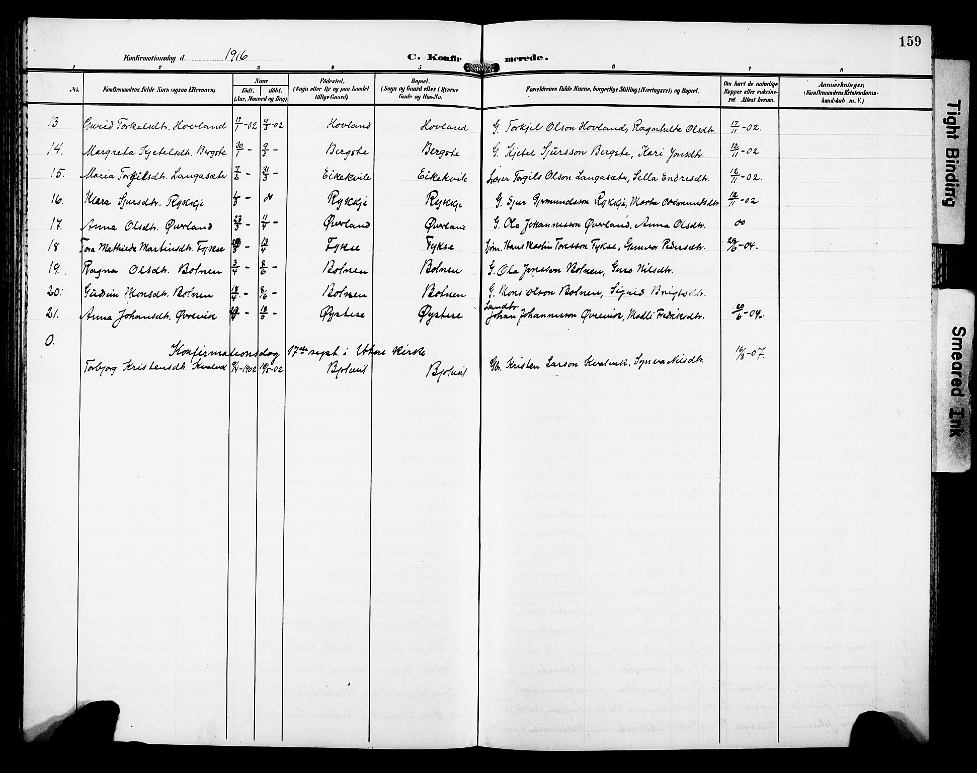 Kvam sokneprestembete, SAB/A-76201/H/Hab: Parish register (copy) no. C 4, 1906-1931, p. 159
