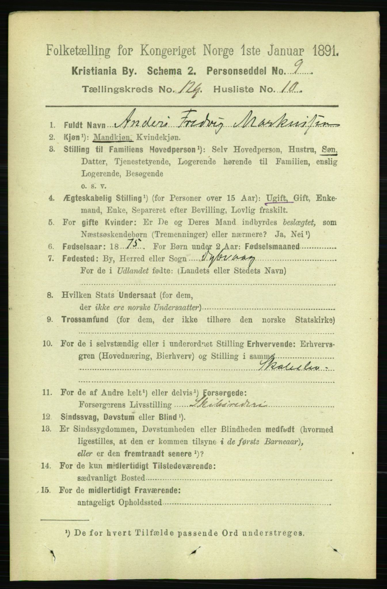 RA, 1891 census for 0301 Kristiania, 1891, p. 69445