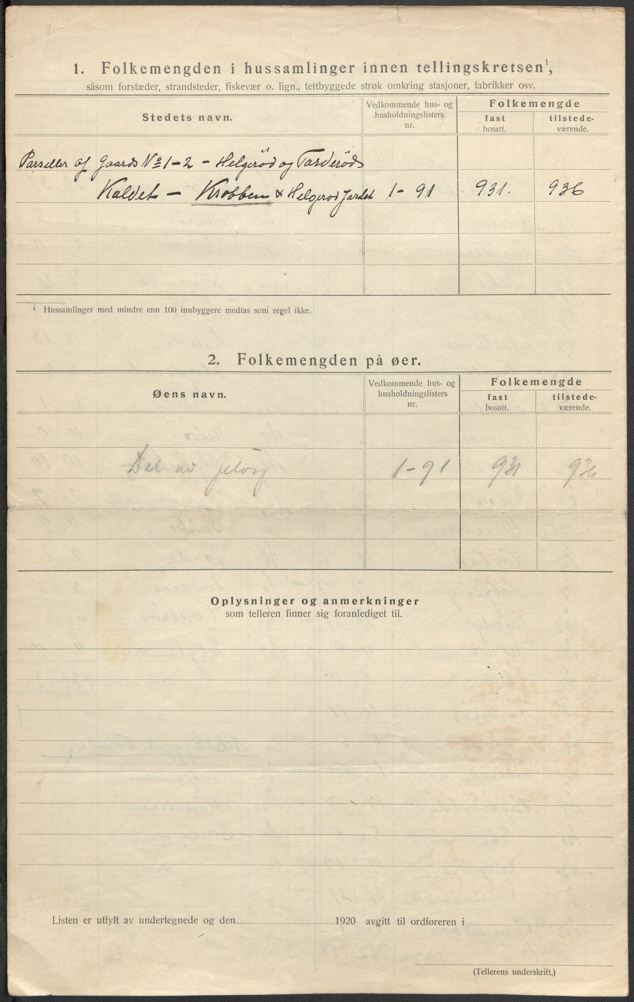 SAO, 1920 census for Moss land district, 1920, p. 14