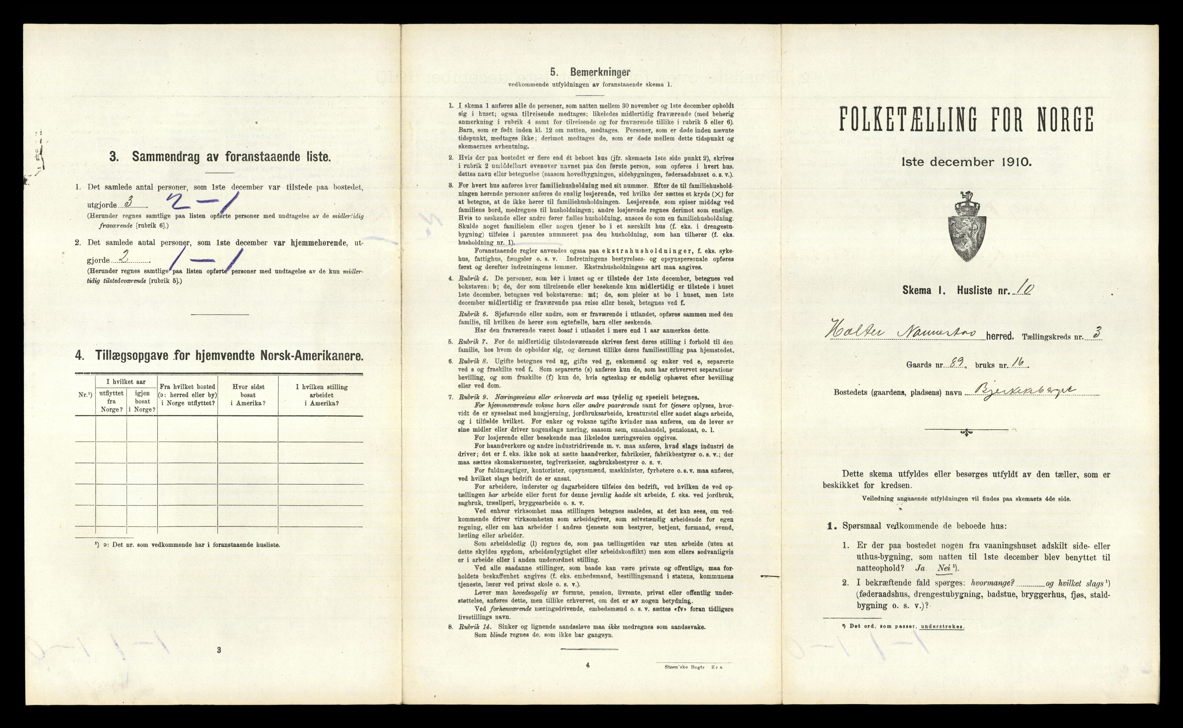 RA, 1910 census for Nannestad, 1910, p. 343