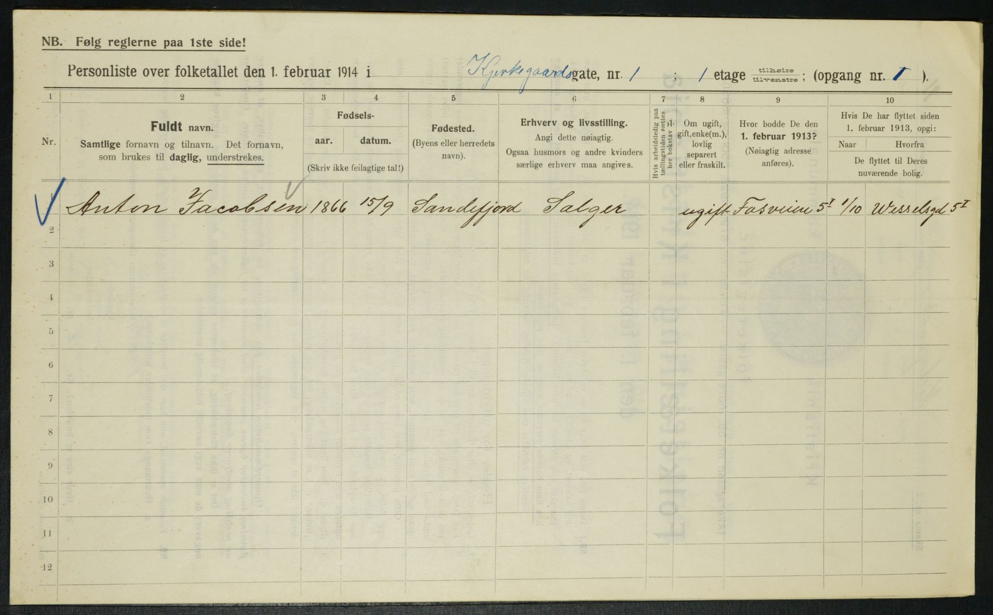 OBA, Municipal Census 1914 for Kristiania, 1914, p. 49988