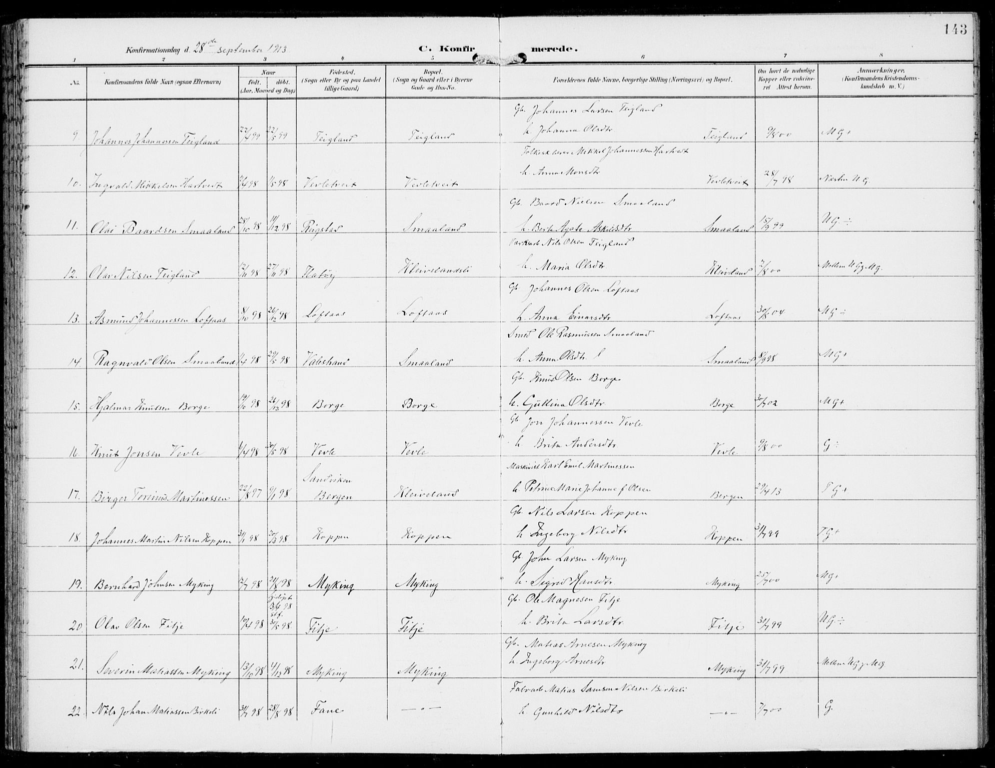 Haus sokneprestembete, AV/SAB-A-75601/H/Haa: Parish register (official) no. C  2, 1900-1915, p. 143