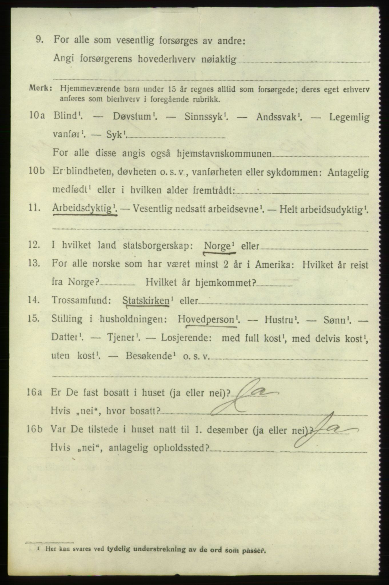 SAB, 1920 census for Tysnes, 1920, p. 7211