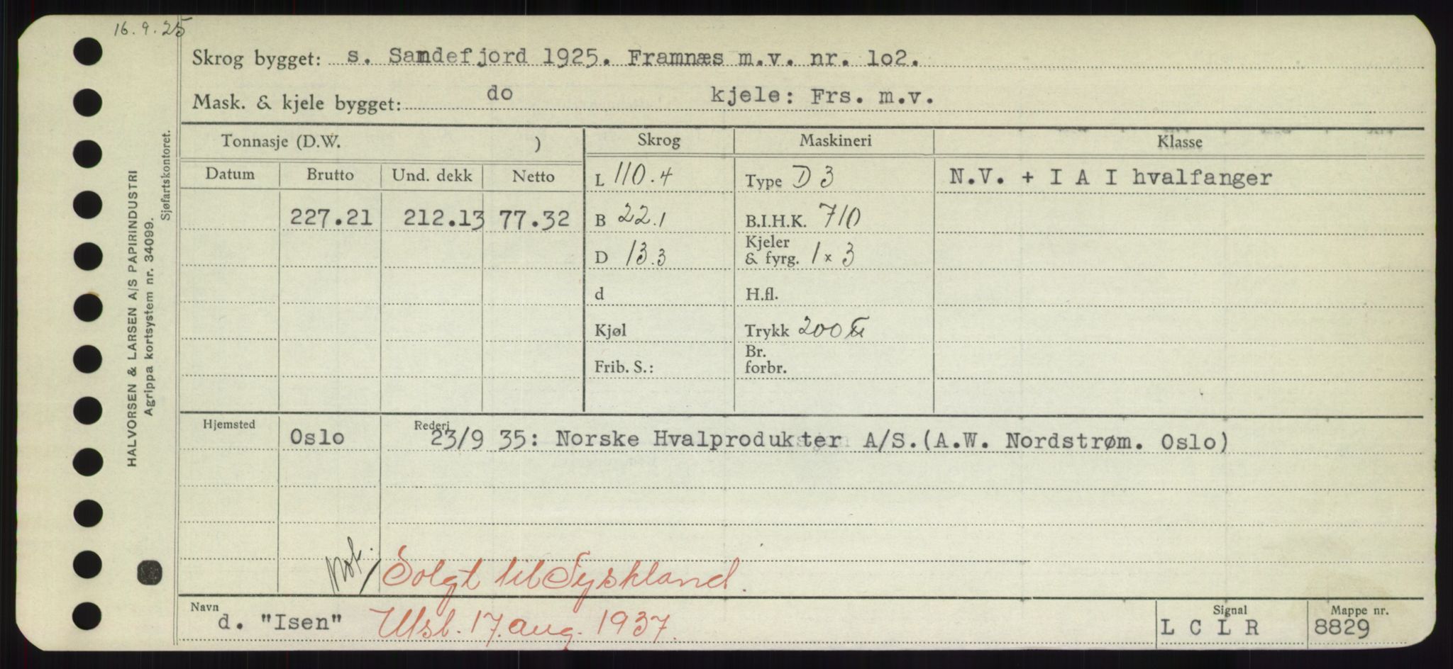 Sjøfartsdirektoratet med forløpere, Skipsmålingen, AV/RA-S-1627/H/Hd/L0018: Fartøy, I, p. 267