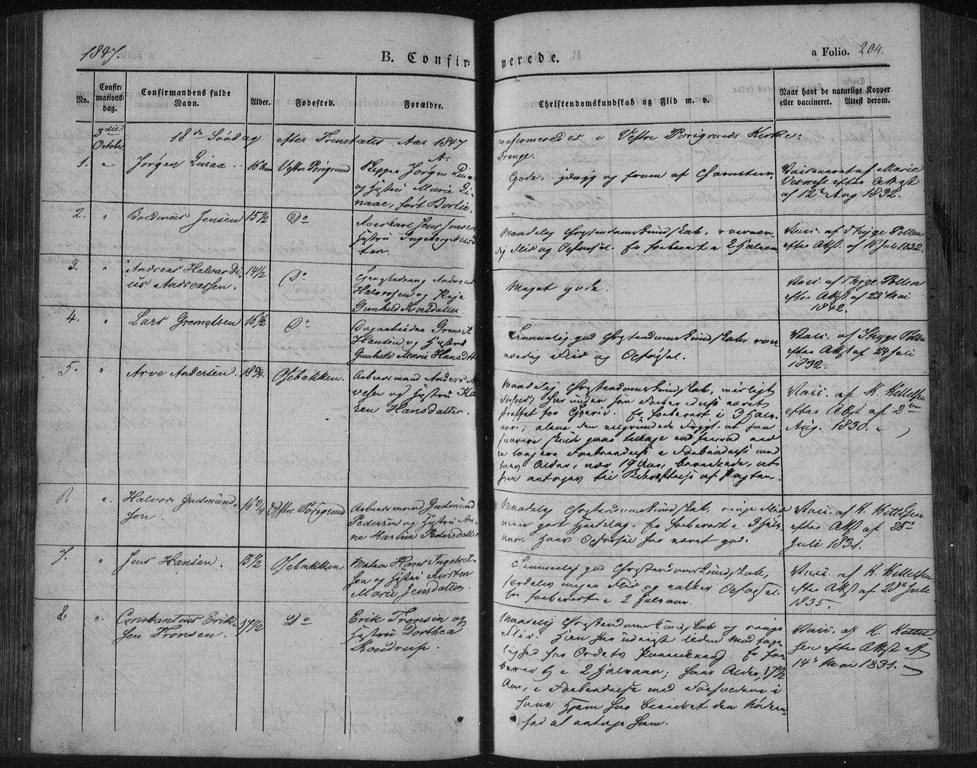 Porsgrunn kirkebøker , AV/SAKO-A-104/F/Fa/L0006: Parish register (official) no. 6, 1841-1857, p. 204