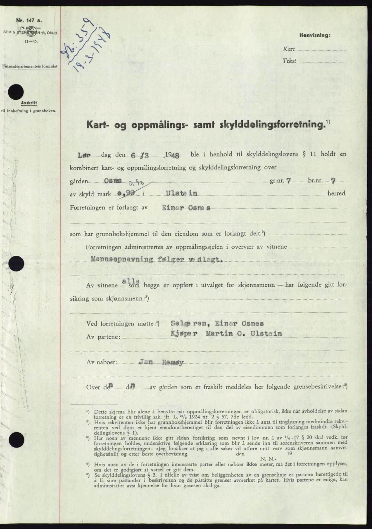 Søre Sunnmøre sorenskriveri, AV/SAT-A-4122/1/2/2C/L0082: Mortgage book no. 8A, 1948-1948, Diary no: : 359/1948