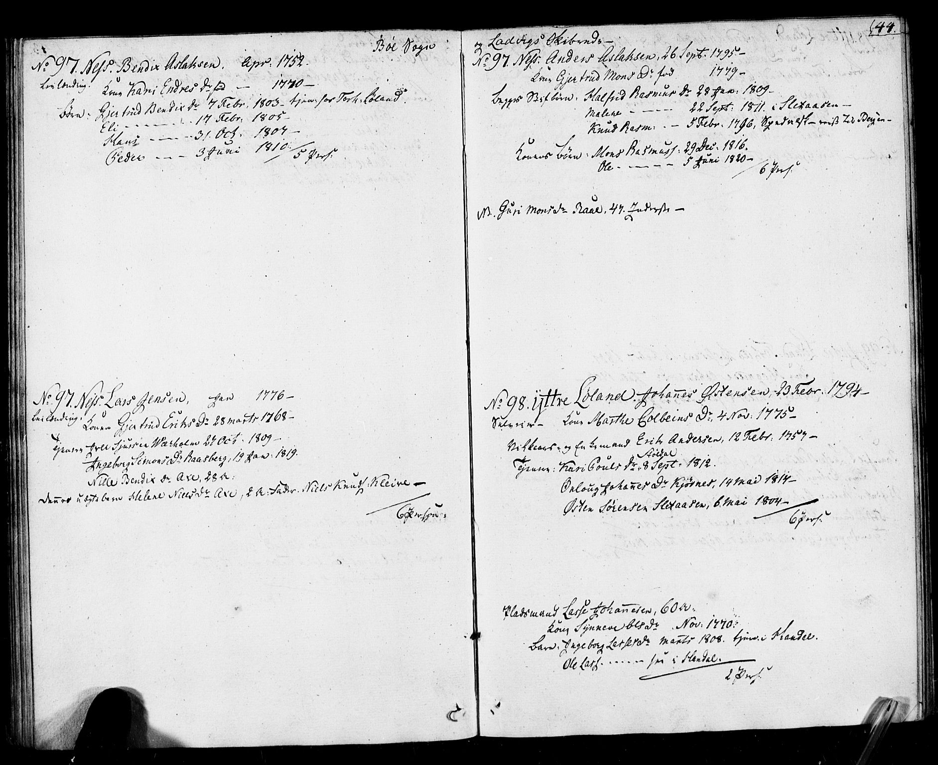 , Census 1825 for Lavik, 1825, p. 45