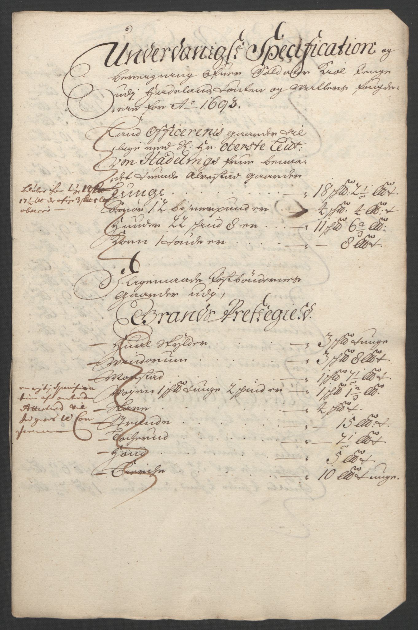 Rentekammeret inntil 1814, Reviderte regnskaper, Fogderegnskap, RA/EA-4092/R18/L1292: Fogderegnskap Hadeland, Toten og Valdres, 1693-1694, p. 164