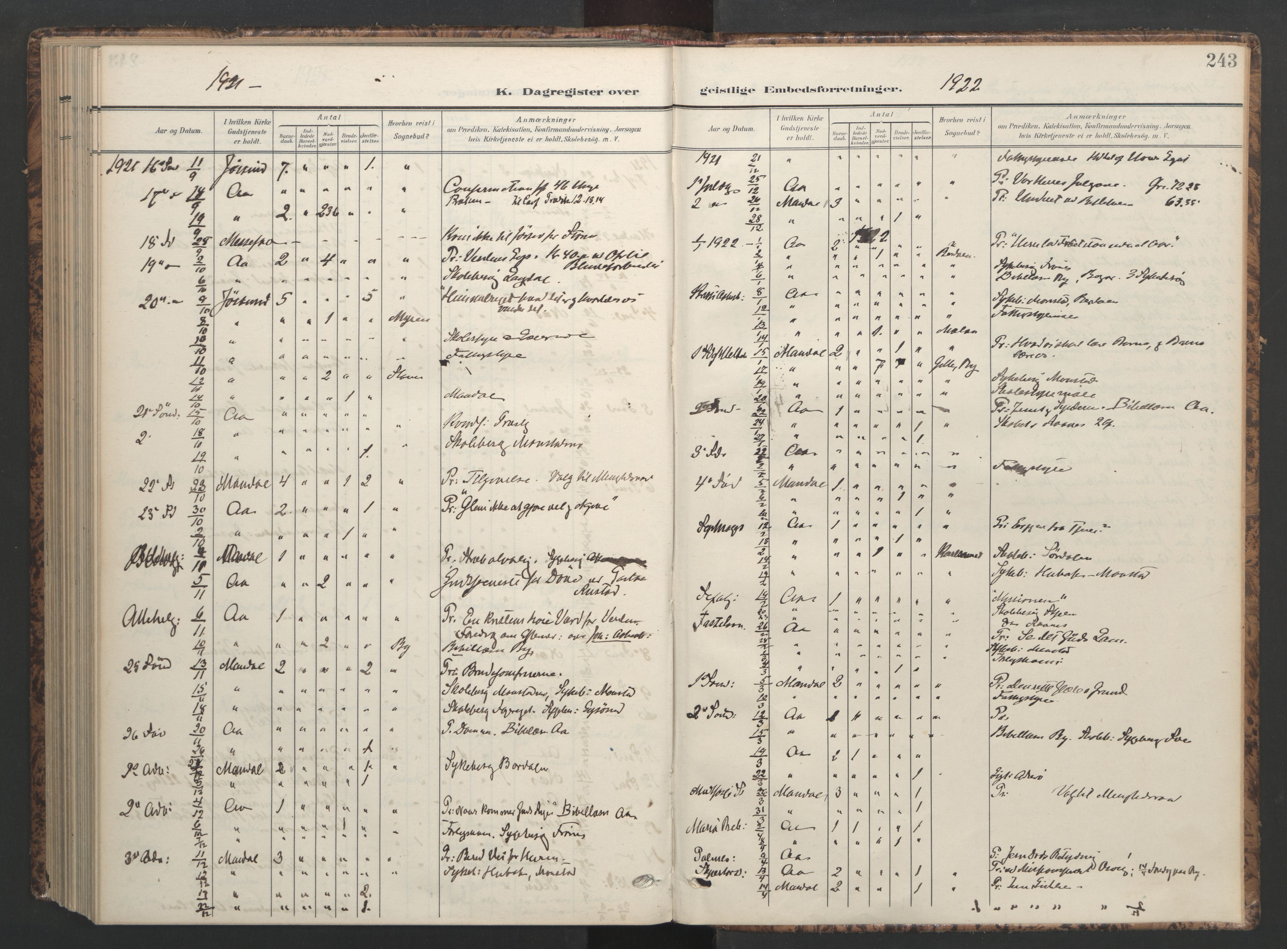 Ministerialprotokoller, klokkerbøker og fødselsregistre - Sør-Trøndelag, SAT/A-1456/655/L0682: Parish register (official) no. 655A11, 1908-1922, p. 243
