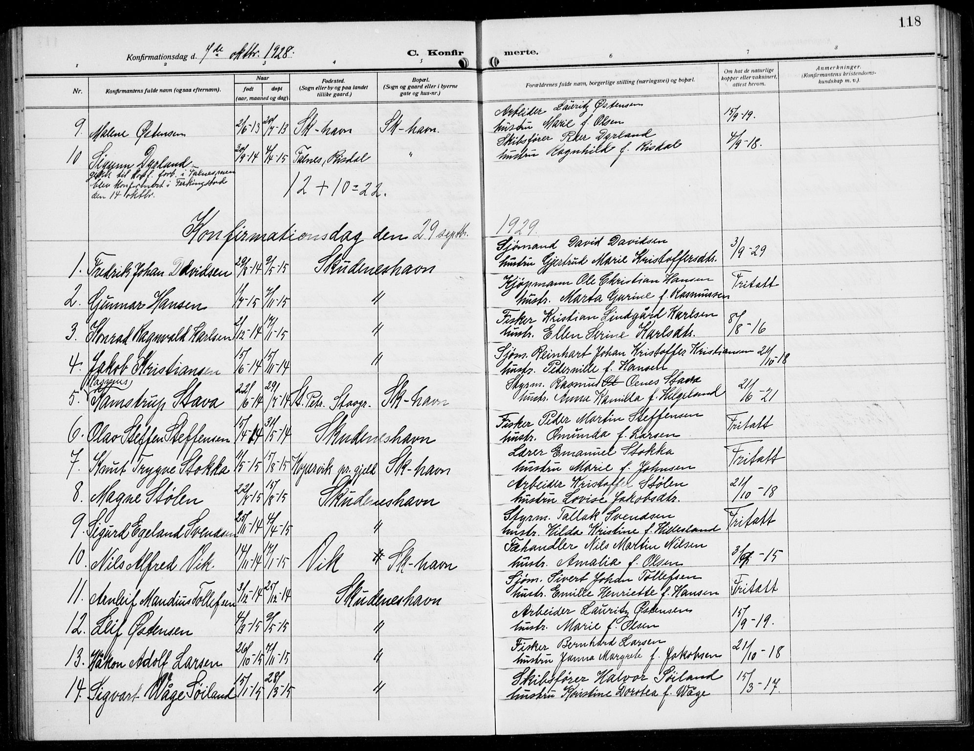 Skudenes sokneprestkontor, SAST/A -101849/H/Ha/Hab/L0010: Parish register (copy) no. B 10, 1908-1936, p. 118