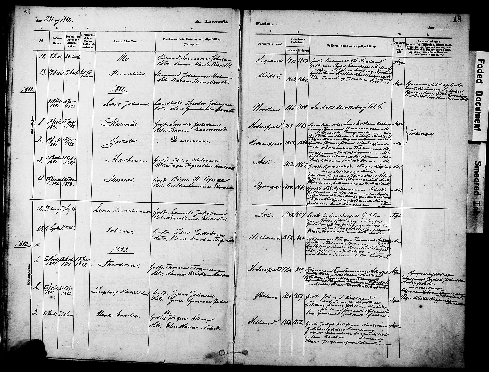 Rennesøy sokneprestkontor, SAST/A -101827/H/Ha/Haa/L0012: Parish register (official) no. A 13, 1885-1917, p. 18