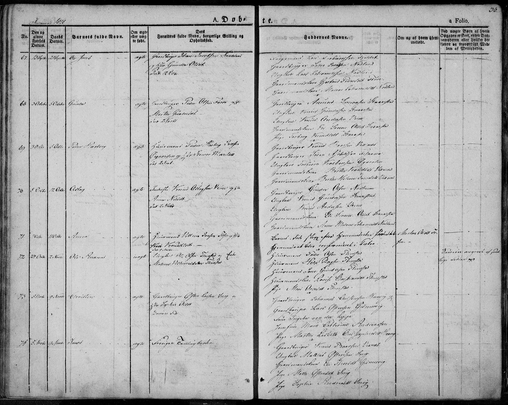 Avaldsnes sokneprestkontor, SAST/A -101851/H/Ha/Haa/L0005: Parish register (official) no. A 5.1, 1825-1841, p. 36