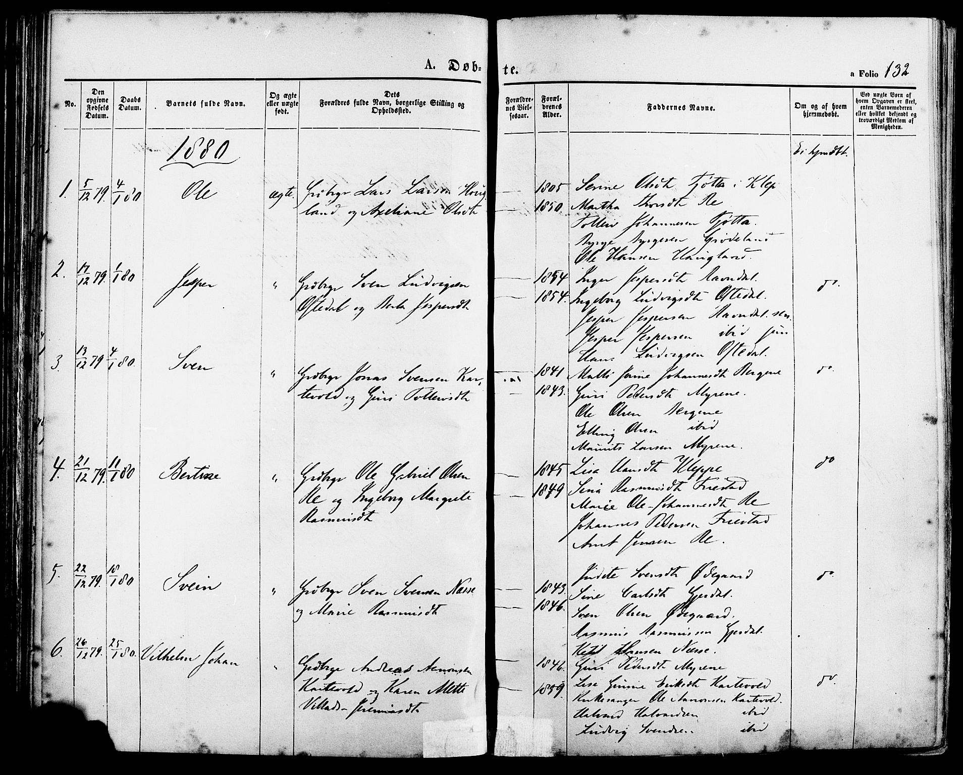 Lye sokneprestkontor, SAST/A-101794/001/30BA/L0008: Parish register (official) no. A 7, 1872-1881, p. 132