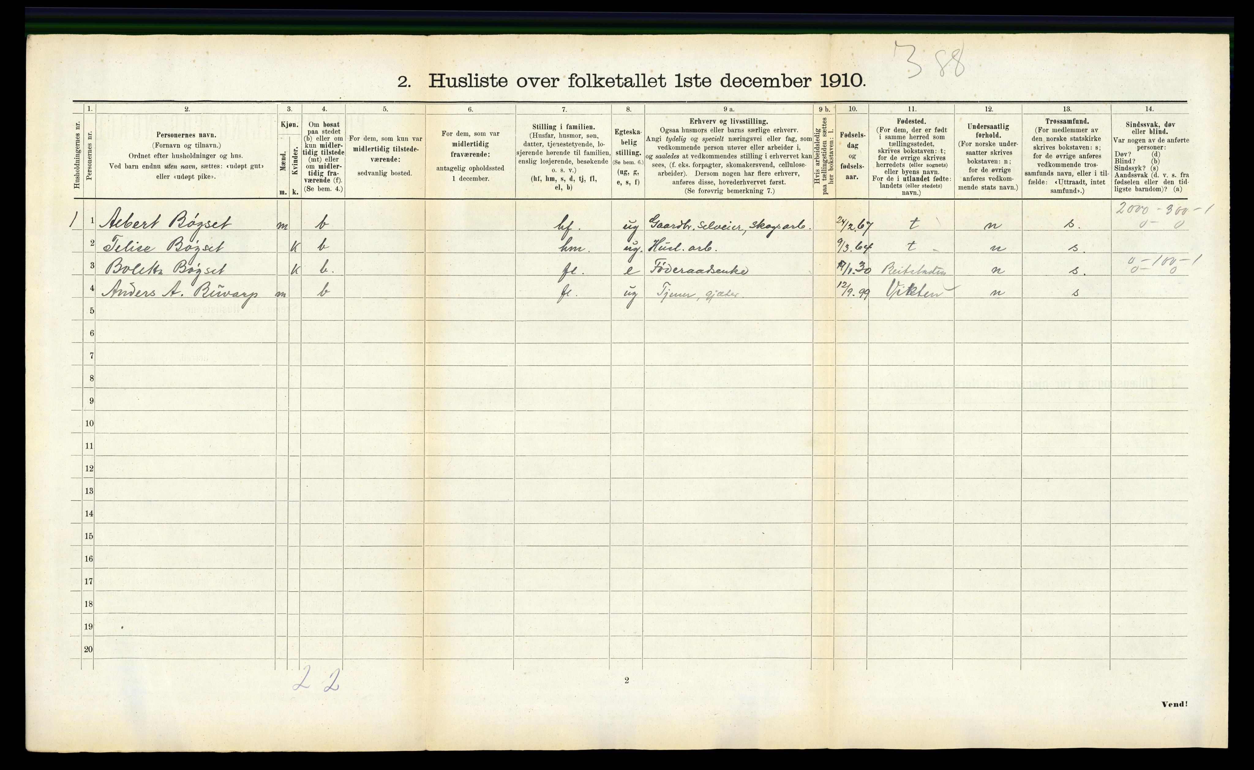 RA, 1910 census for Namdalseid, 1910, p. 181
