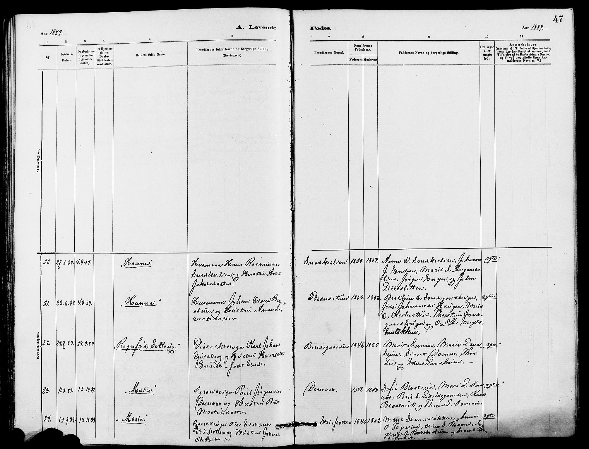 Dovre prestekontor, AV/SAH-PREST-066/H/Ha/Hab/L0002: Parish register (copy) no. 2, 1881-1907, p. 47