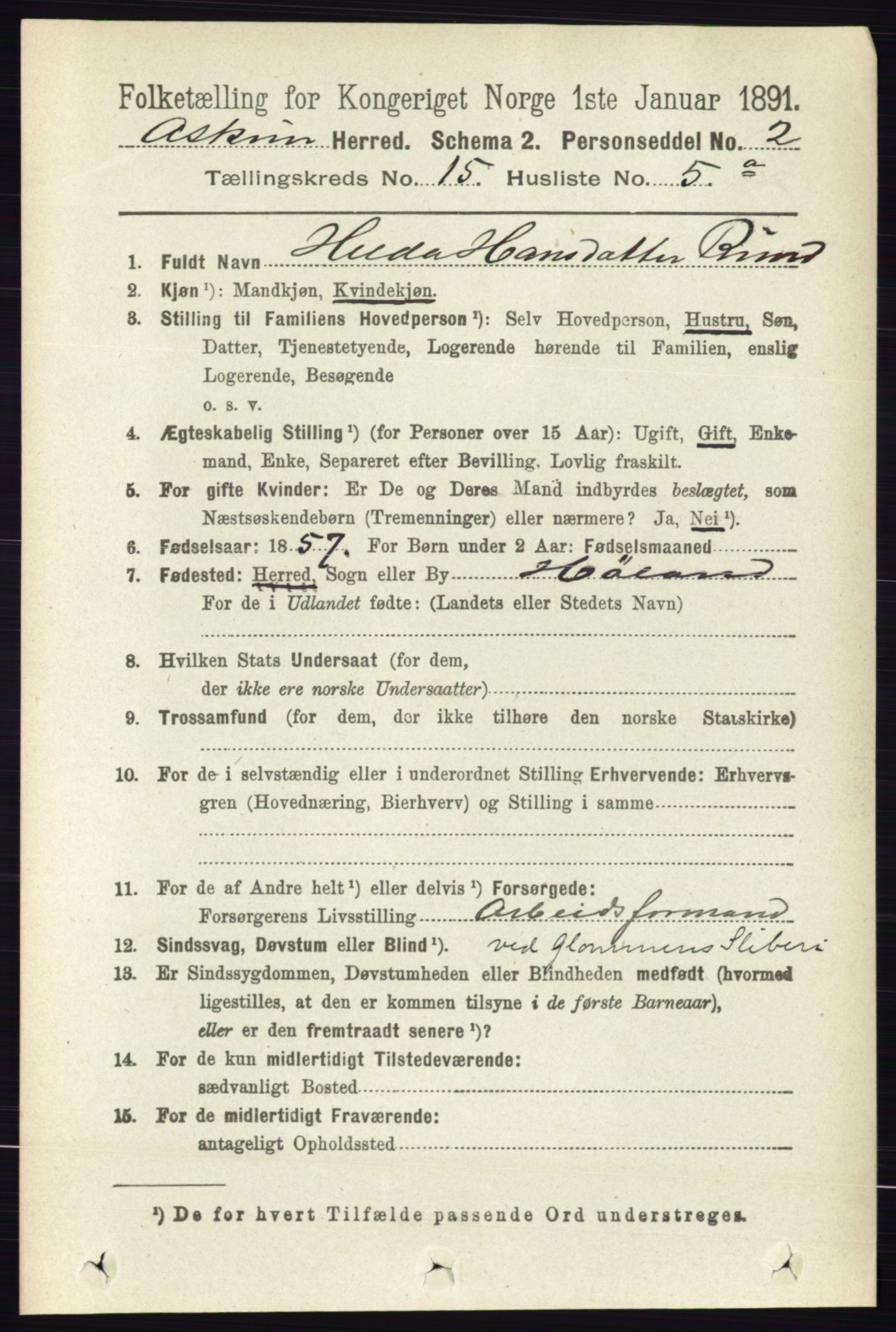 RA, 1891 census for 0124 Askim, 1891, p. 2456