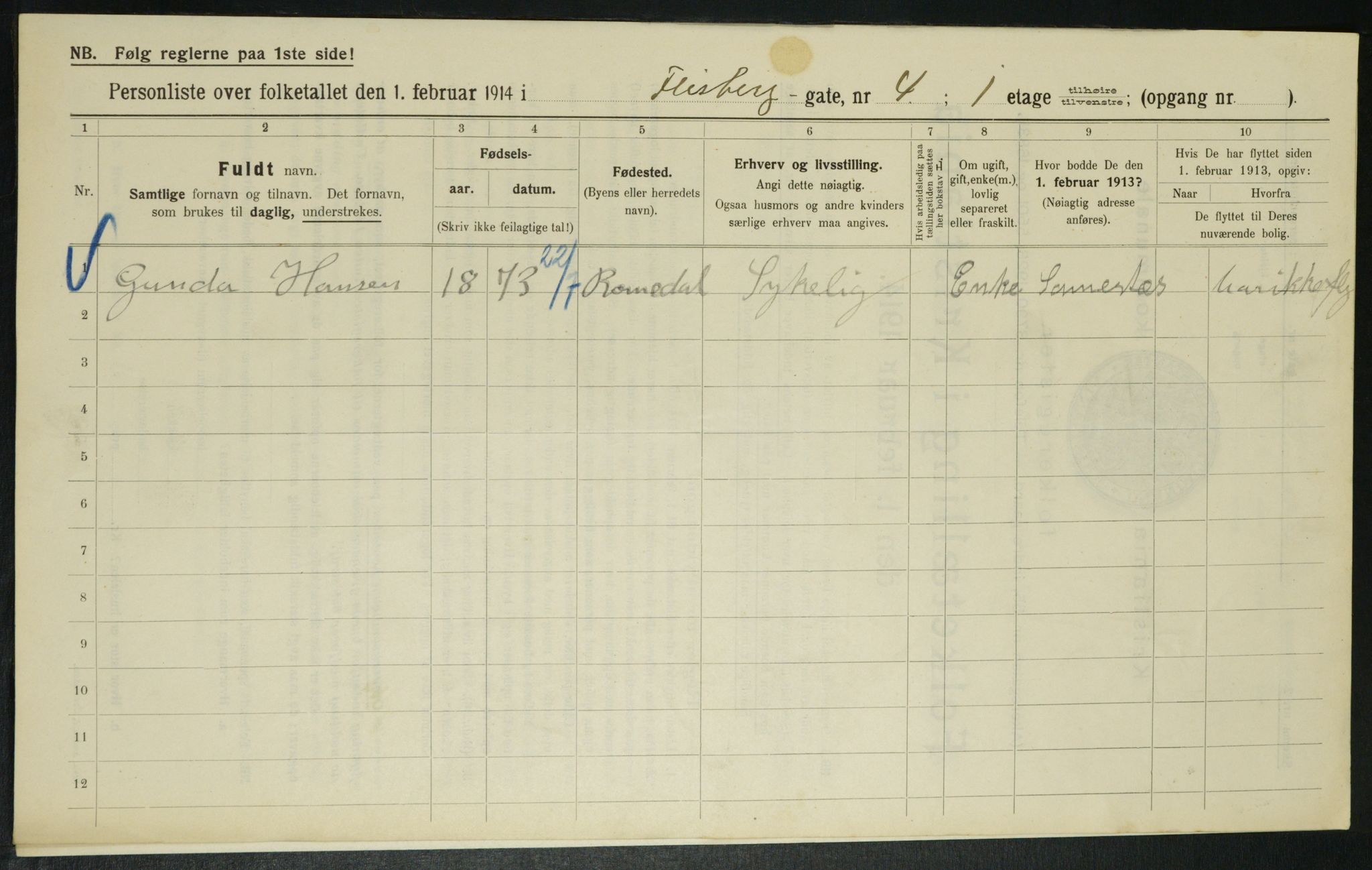 OBA, Municipal Census 1914 for Kristiania, 1914, p. 24768