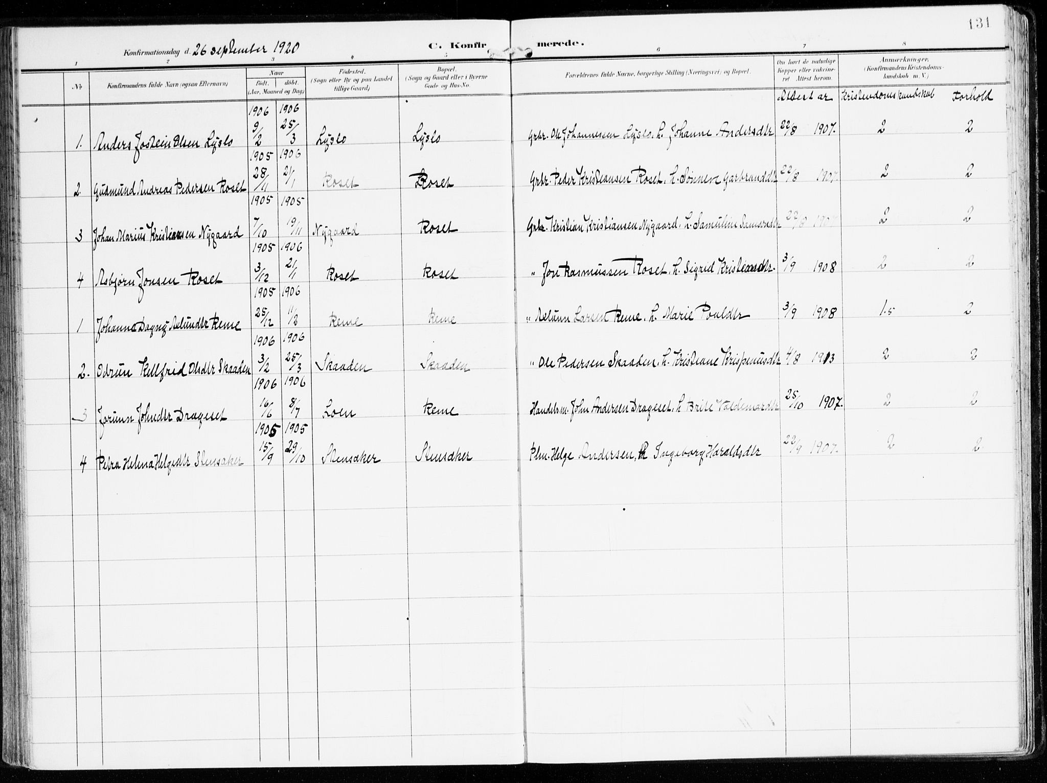 Innvik sokneprestembete, AV/SAB-A-80501: Parish register (official) no. B 2, 1903-1929, p. 131