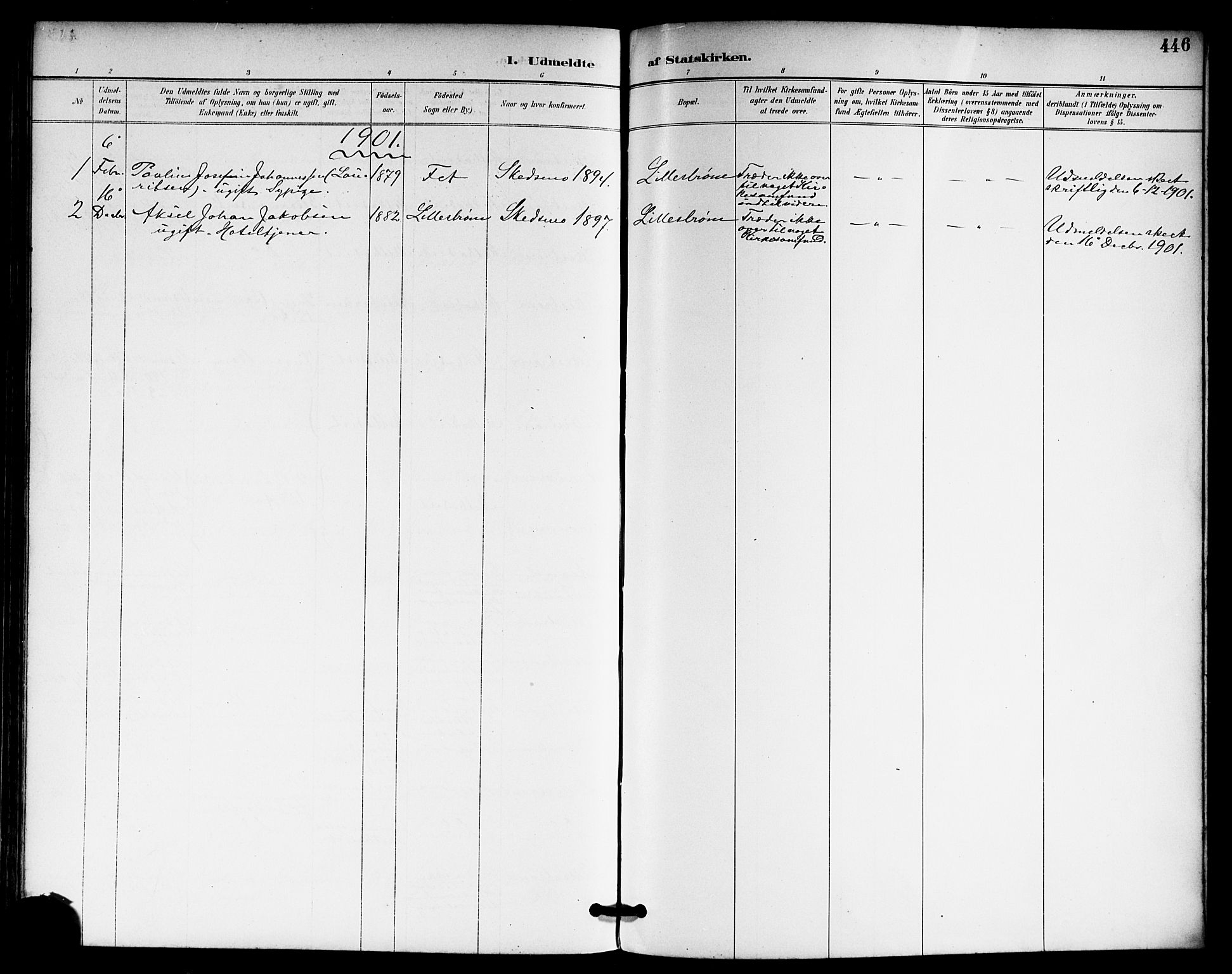 Skedsmo prestekontor Kirkebøker, SAO/A-10033a/G/Ga/L0005a: Parish register (copy) no. I 5A, 1896-1901, p. 446