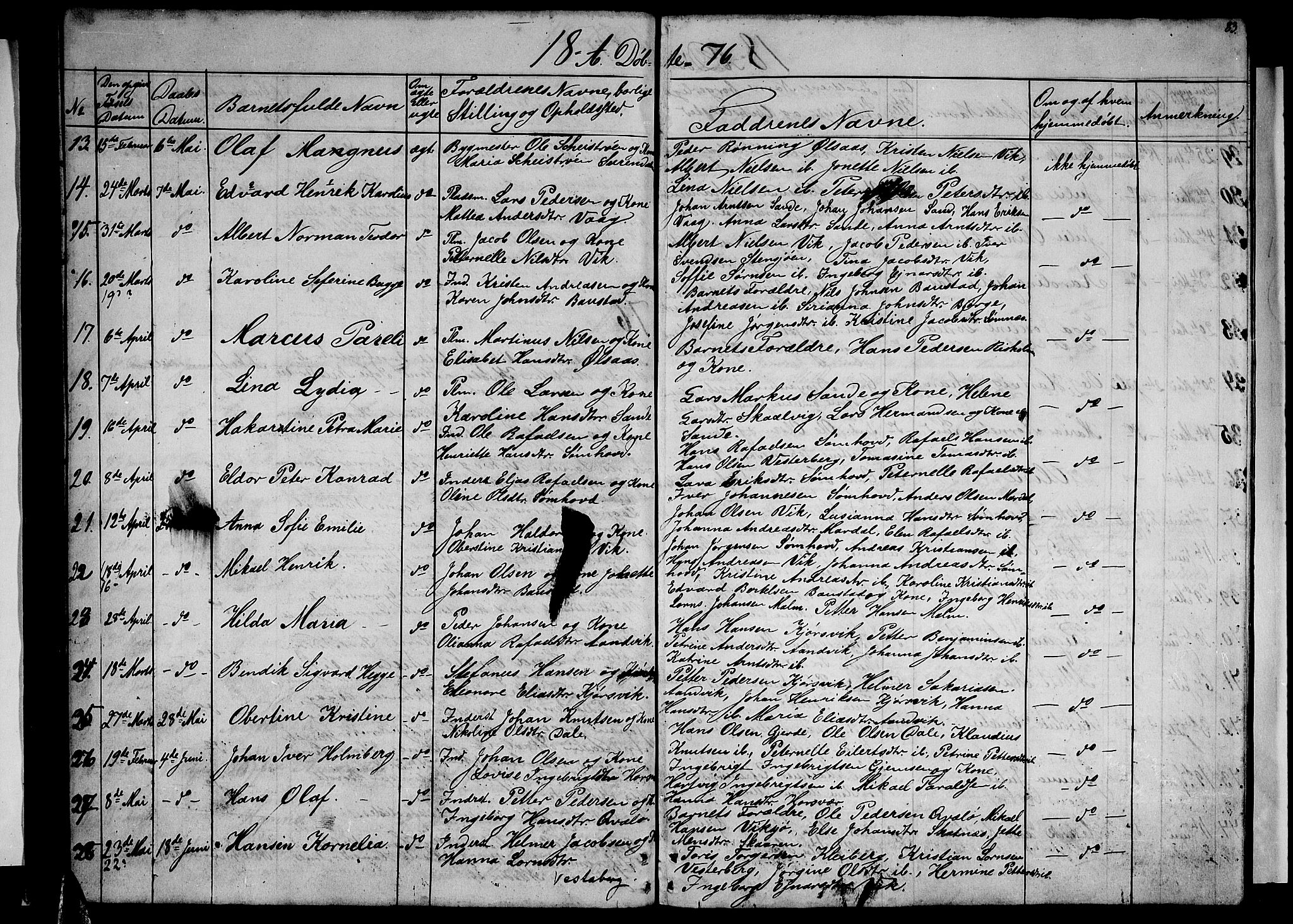 Ministerialprotokoller, klokkerbøker og fødselsregistre - Nordland, AV/SAT-A-1459/812/L0187: Parish register (copy) no. 812C05, 1850-1883, p. 83