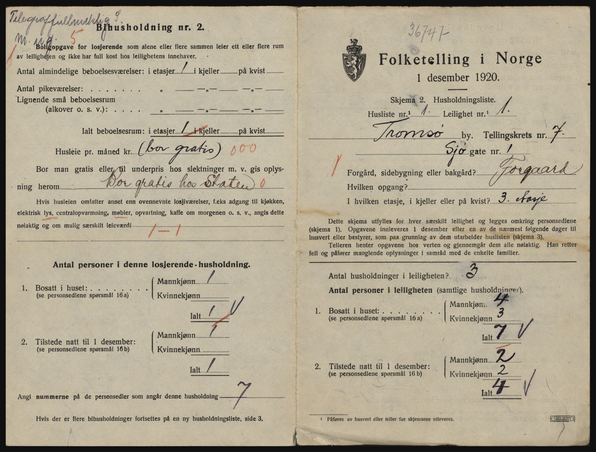 SATØ, 1920 census for Tromsø, 1920, p. 4249