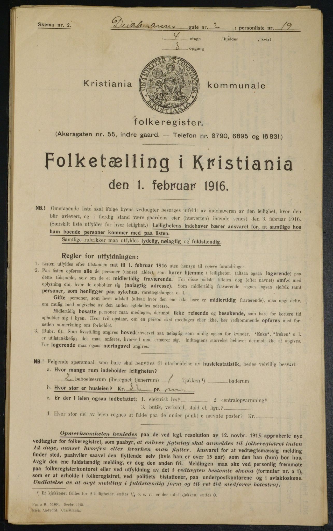 OBA, Municipal Census 1916 for Kristiania, 1916, p. 15440