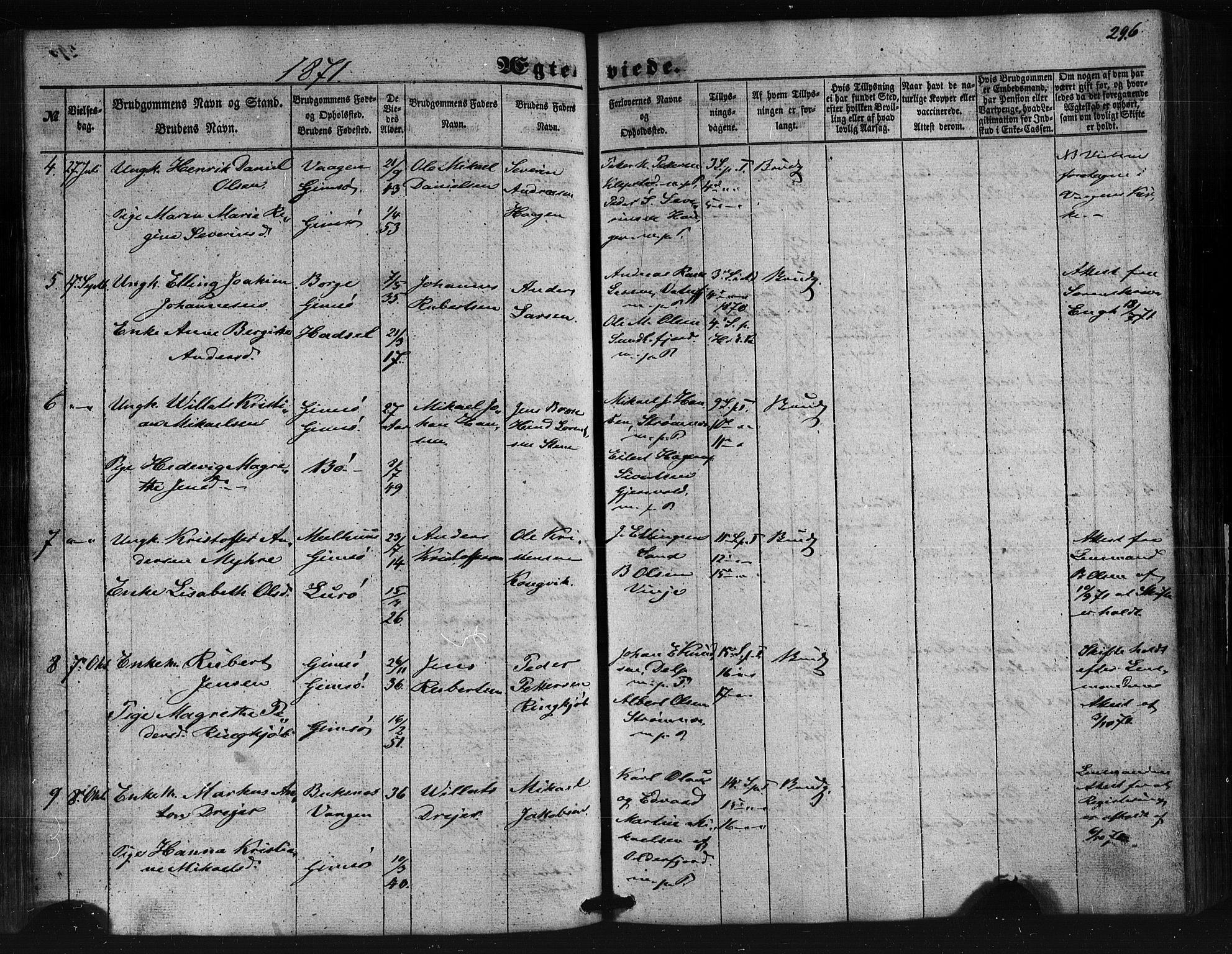 Ministerialprotokoller, klokkerbøker og fødselsregistre - Nordland, SAT/A-1459/876/L1095: Parish register (official) no. 876A01, 1863-1885, p. 296