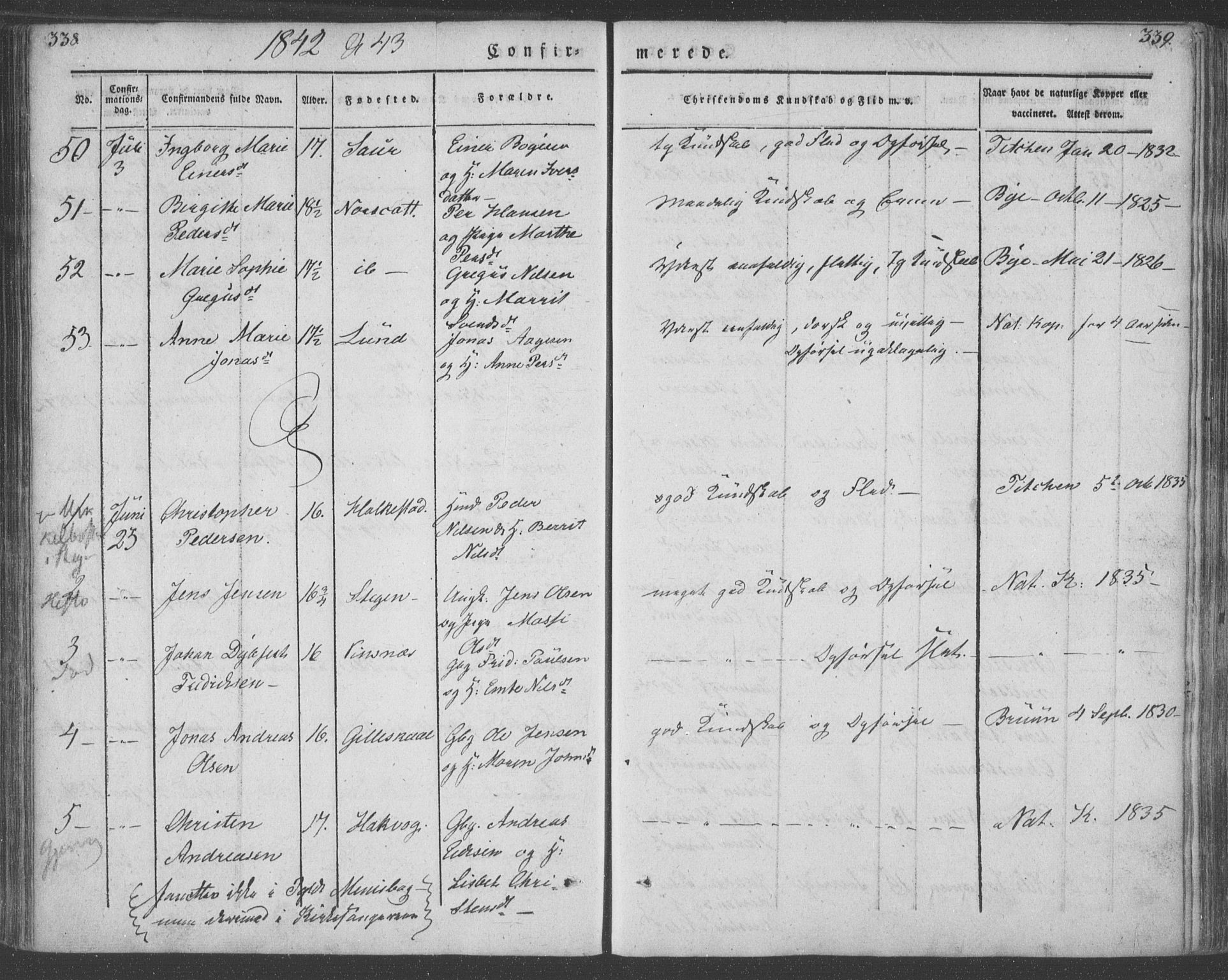 Ministerialprotokoller, klokkerbøker og fødselsregistre - Nordland, AV/SAT-A-1459/855/L0799: Parish register (official) no. 855A07, 1834-1852, p. 338-339