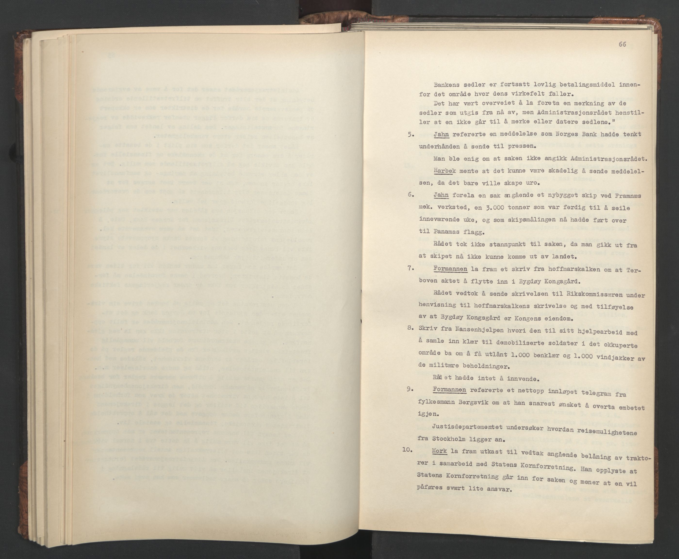 Administrasjonsrådet, AV/RA-S-1004/A/L0001: Møteprotokoll med tillegg 15/4-25/9, 1940, p. 66