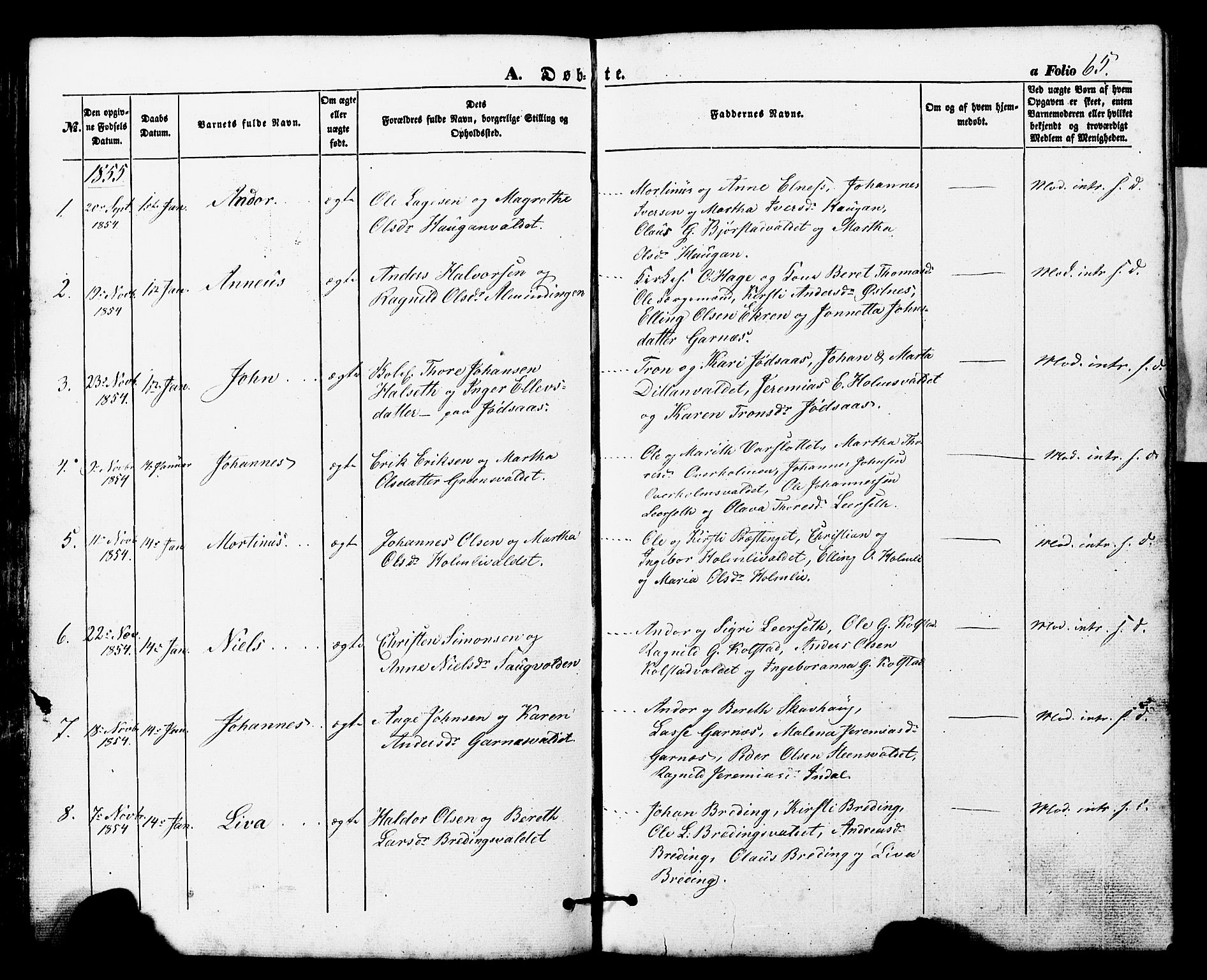 Ministerialprotokoller, klokkerbøker og fødselsregistre - Nord-Trøndelag, SAT/A-1458/724/L0268: Parish register (copy) no. 724C04, 1846-1878, p. 65