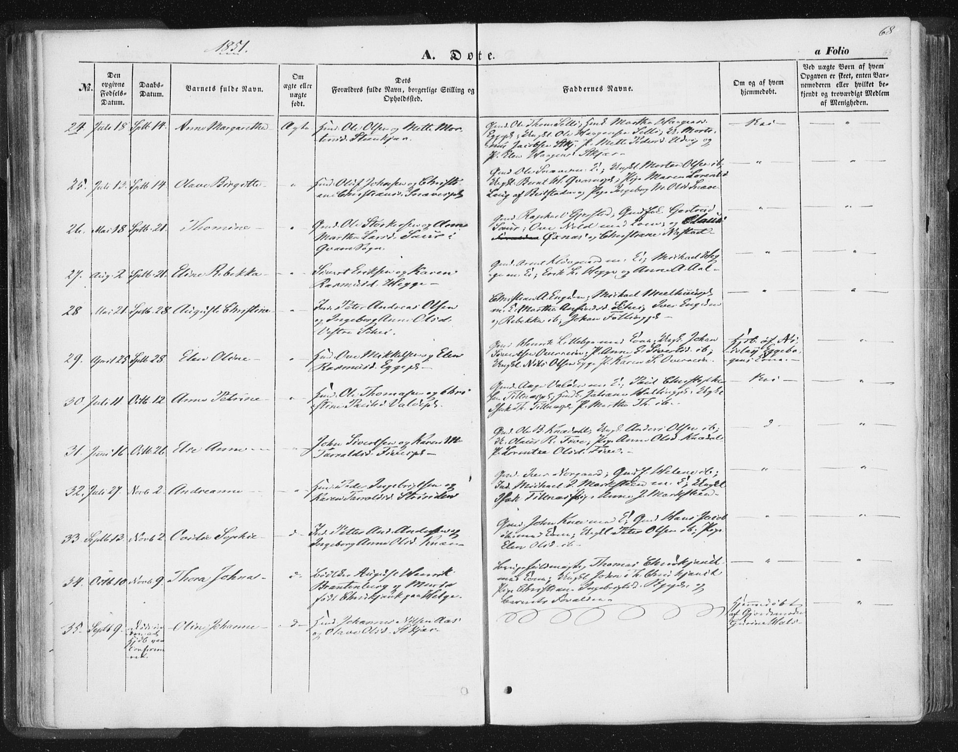 Ministerialprotokoller, klokkerbøker og fødselsregistre - Nord-Trøndelag, AV/SAT-A-1458/746/L0446: Parish register (official) no. 746A05, 1846-1859, p. 68