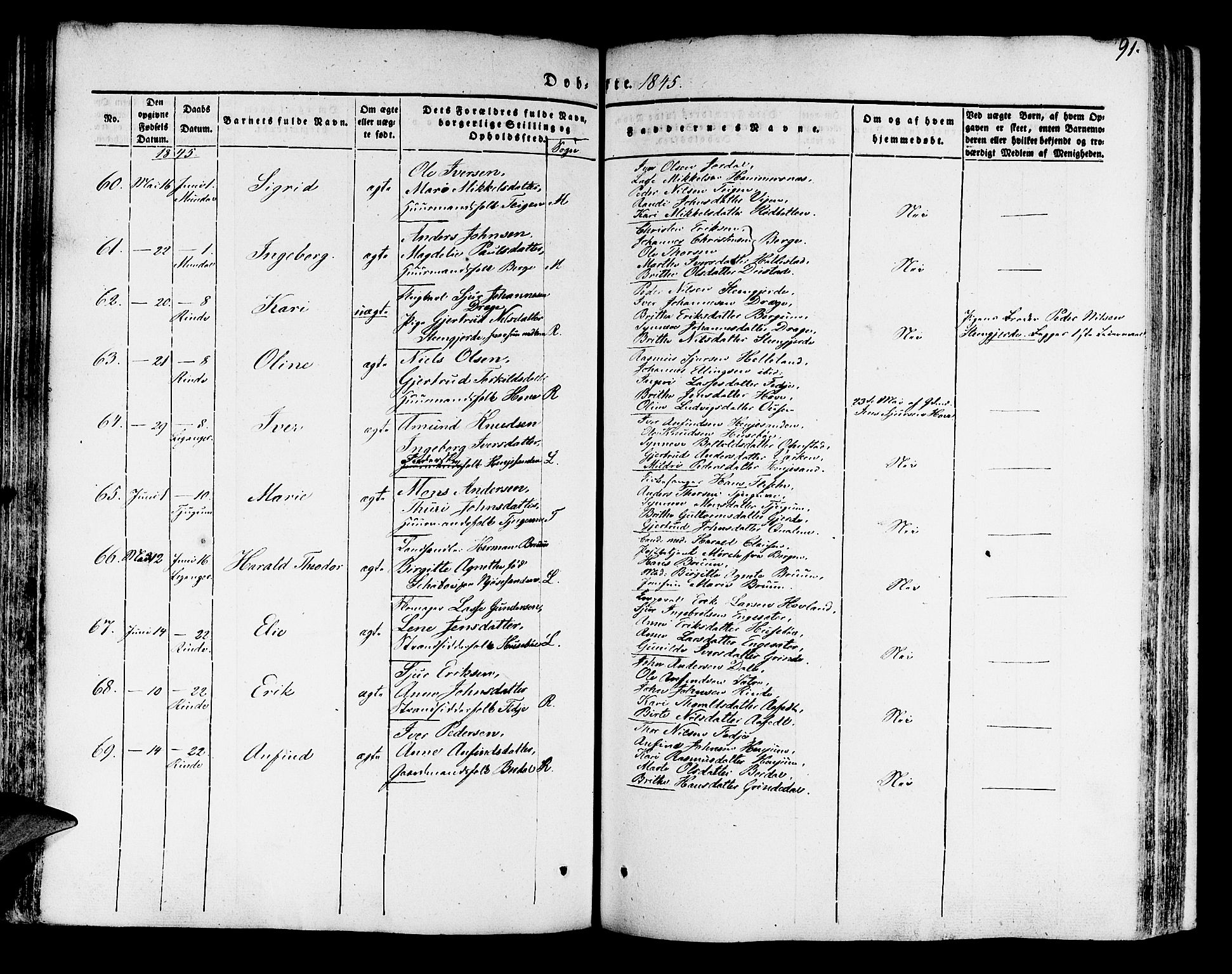 Leikanger sokneprestembete, AV/SAB-A-81001/H/Haa/Haaa/L0007: Parish register (official) no. A 7, 1838-1851, p. 91