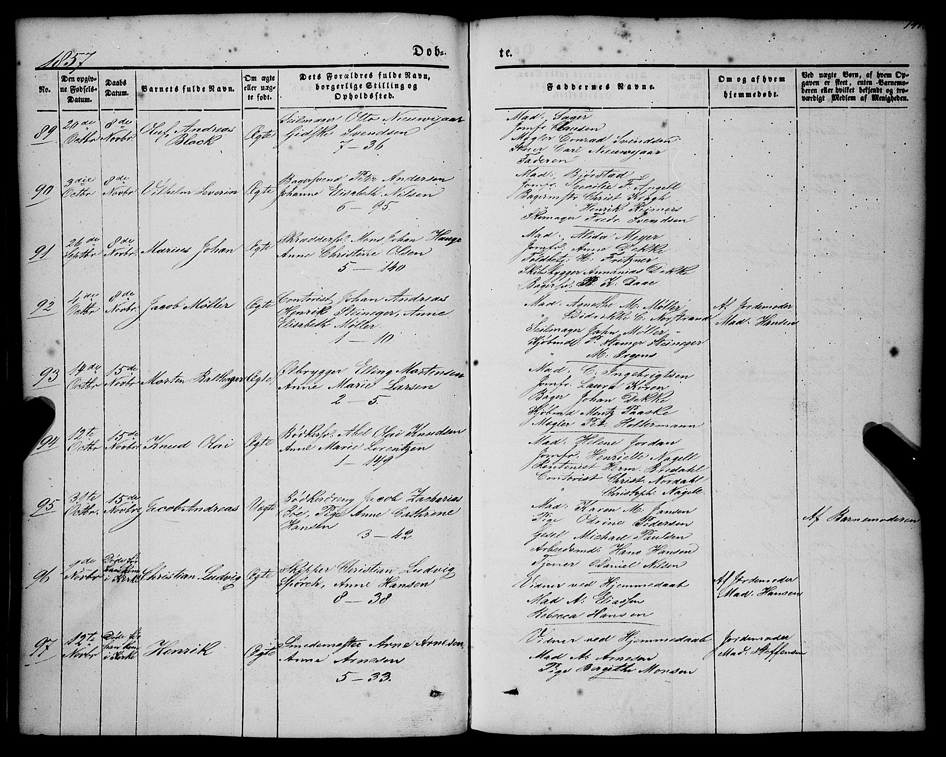 Nykirken Sokneprestembete, AV/SAB-A-77101/H/Haa/L0014: Parish register (official) no. B 1, 1844-1858, p. 141