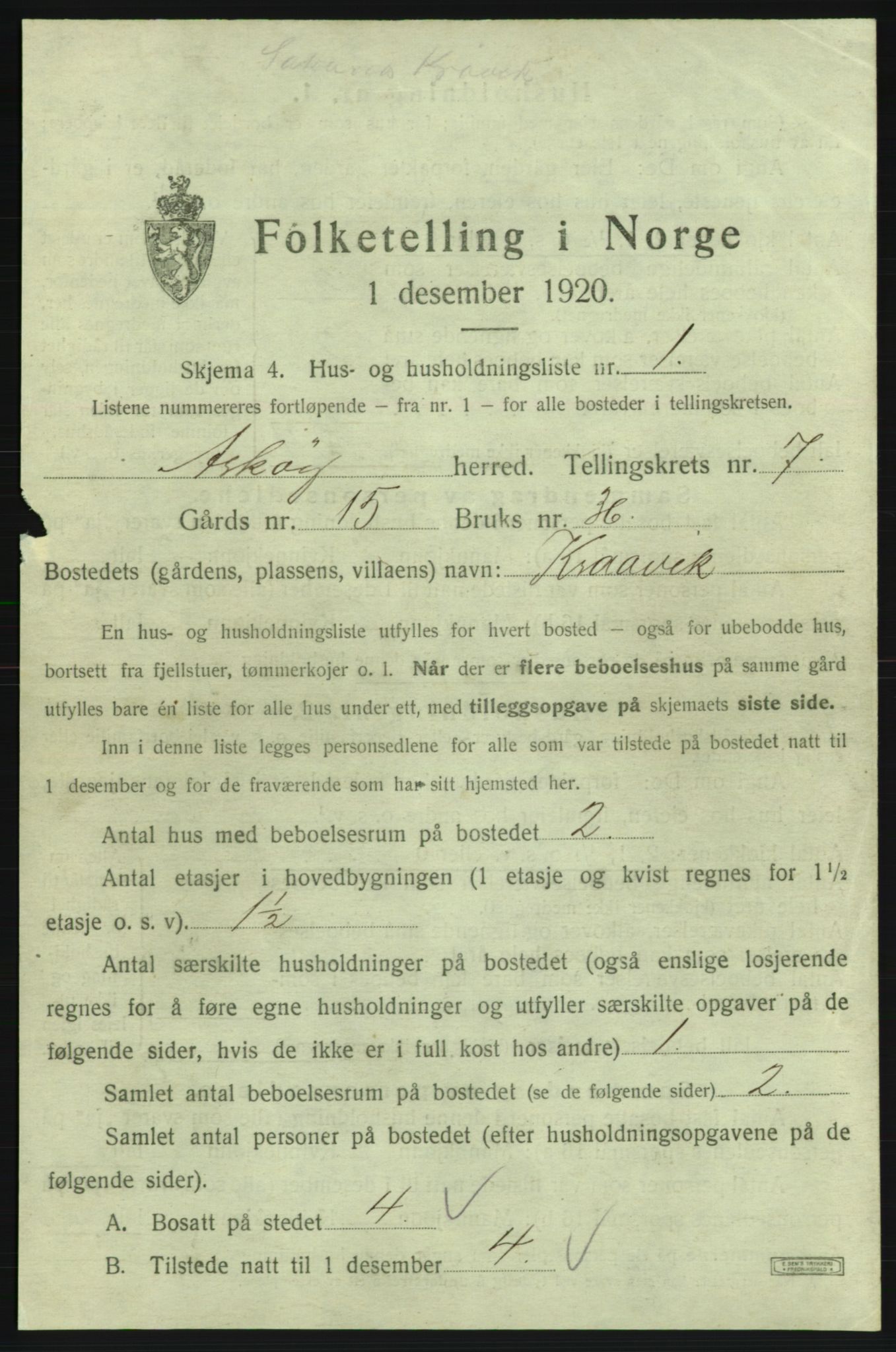SAB, 1920 census for Askøy, 1920, p. 2726