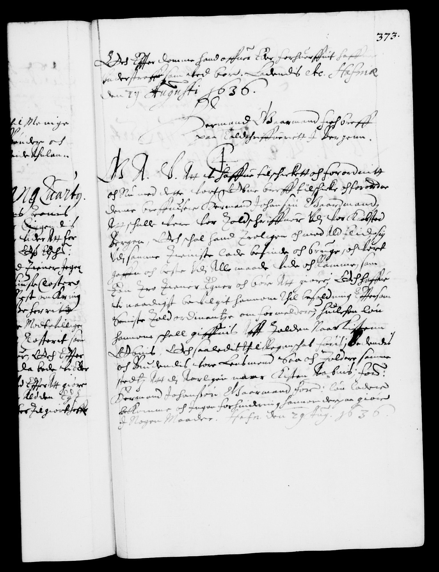 Danske Kanselli 1572-1799, AV/RA-EA-3023/F/Fc/Fca/Fcaa/L0005: Norske registre (mikrofilm), 1631-1636, p. 373a