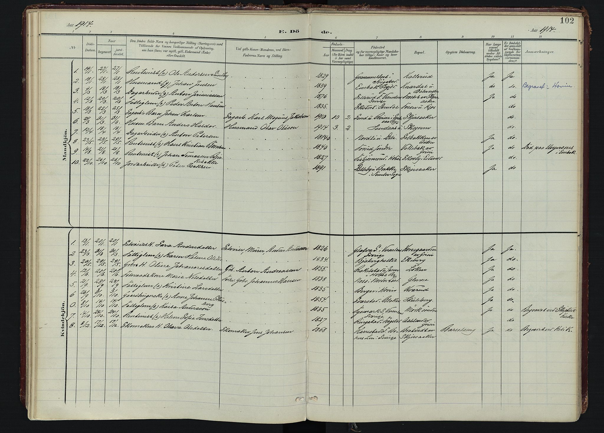 Spydeberg prestekontor Kirkebøker, AV/SAO-A-10924/F/Fa/L0009: Parish register (official) no. I 9, 1900-1926, p. 102