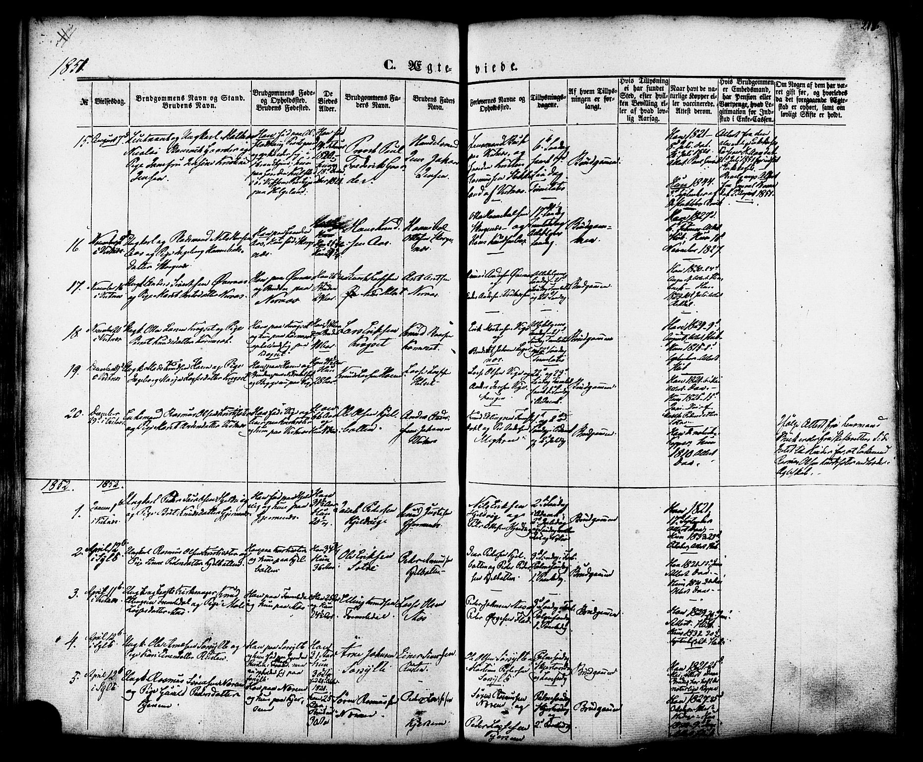 Ministerialprotokoller, klokkerbøker og fødselsregistre - Møre og Romsdal, SAT/A-1454/539/L0529: Parish register (official) no. 539A02, 1848-1872, p. 219