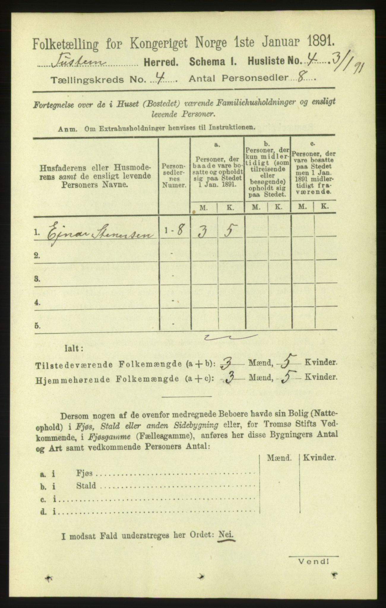 RA, 1891 census for 1572 Tustna, 1891, p. 1349