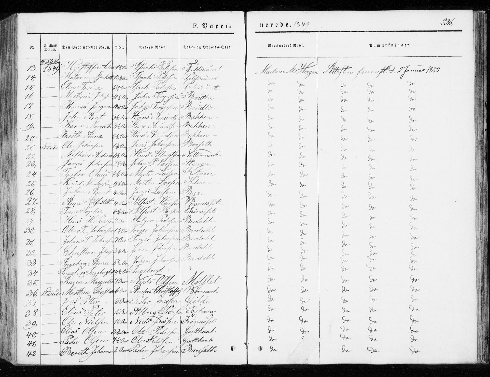 Ministerialprotokoller, klokkerbøker og fødselsregistre - Sør-Trøndelag, SAT/A-1456/655/L0677: Parish register (official) no. 655A06, 1847-1860, p. 236