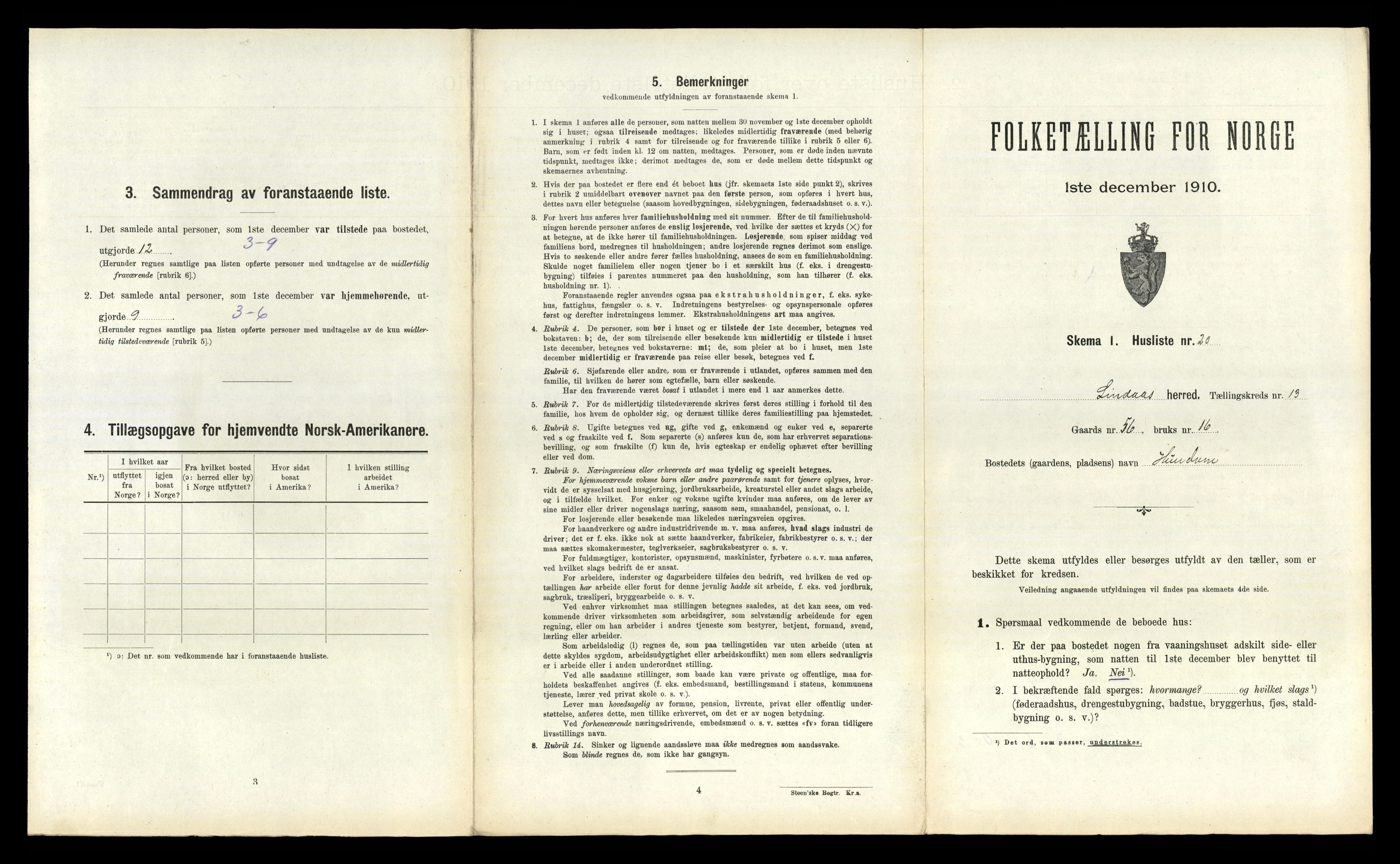 RA, 1910 census for Lindås, 1910, p. 898