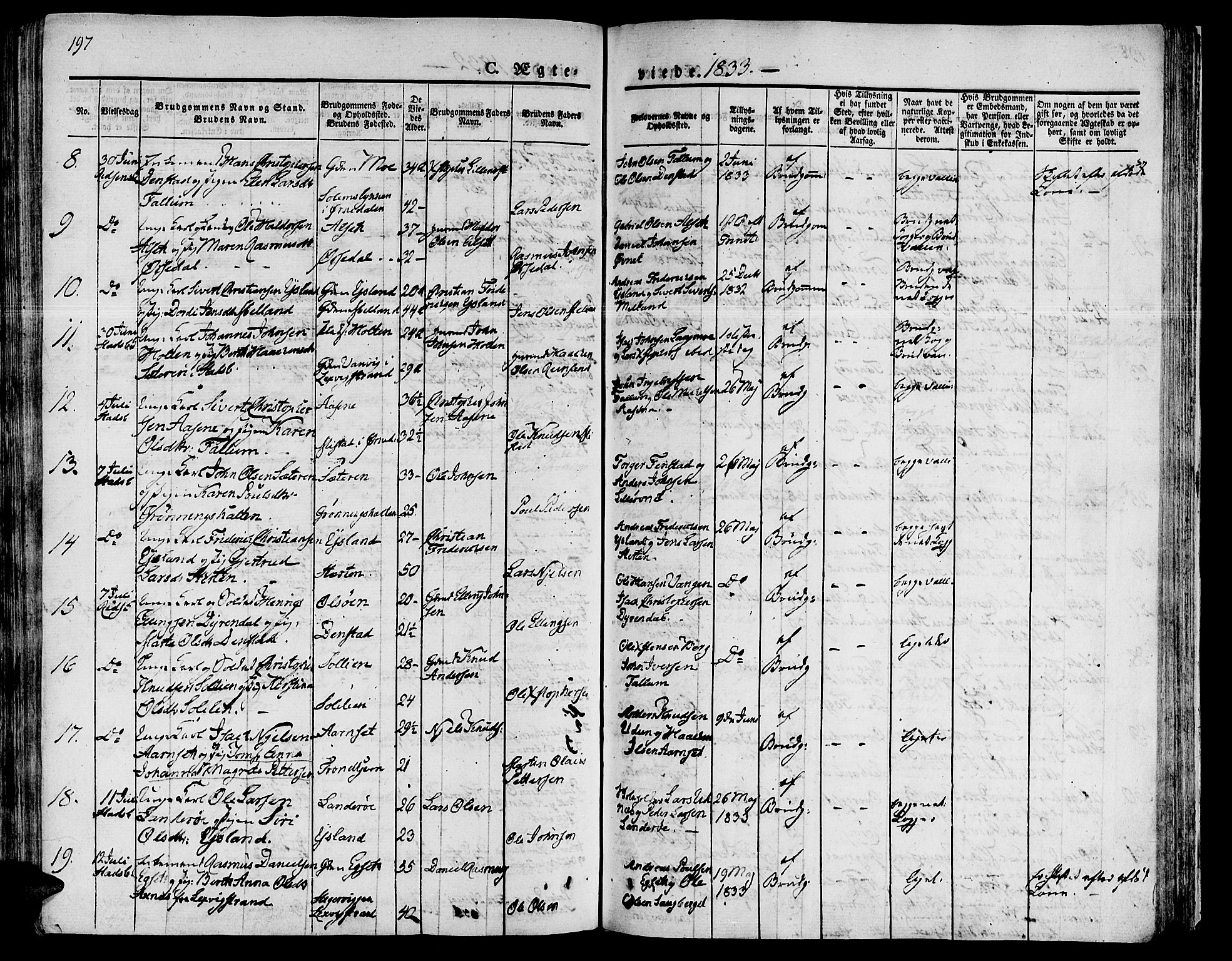 Ministerialprotokoller, klokkerbøker og fødselsregistre - Sør-Trøndelag, SAT/A-1456/646/L0609: Parish register (official) no. 646A07, 1826-1838, p. 197