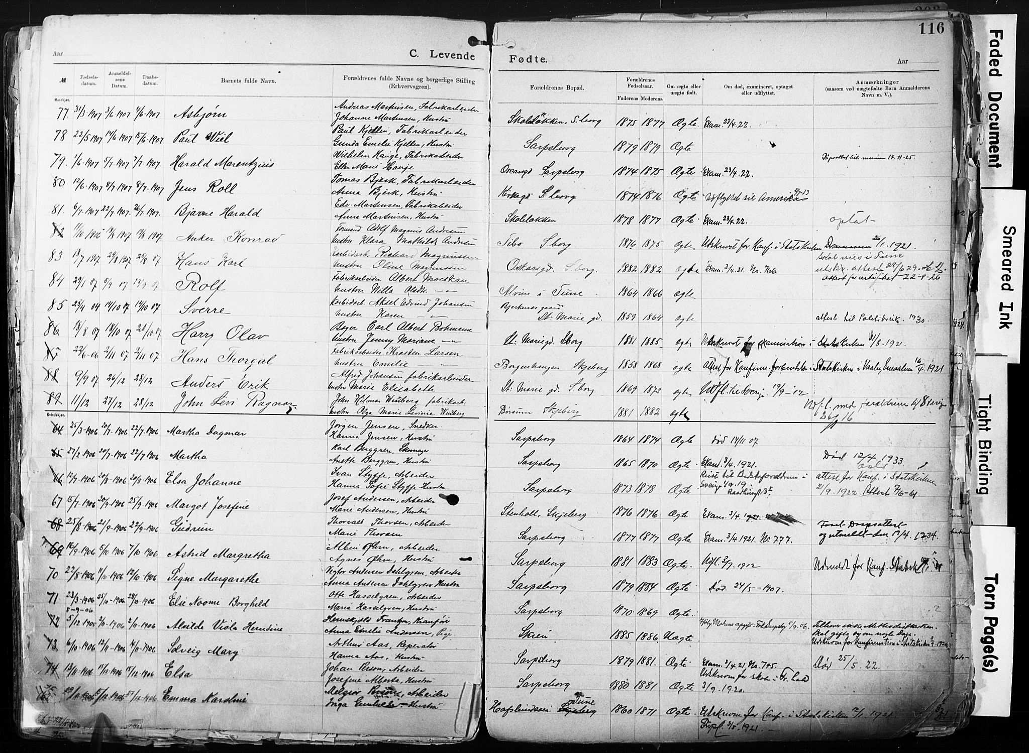 Sarpsborg metodistkirke, SAO/PAO-0233/A/L0004: Dissenter register no. 4, 1892-1923, p. 116