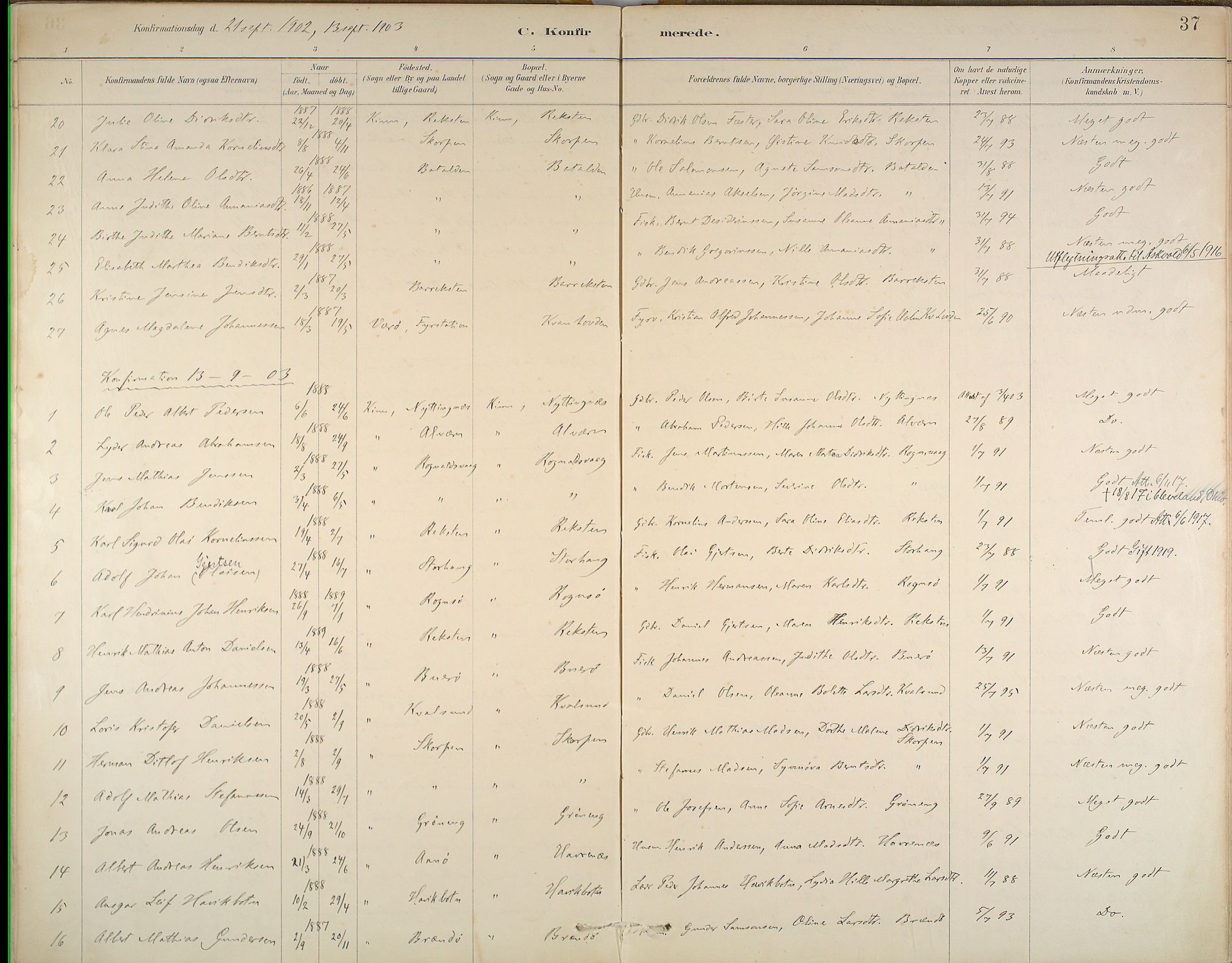 Kinn sokneprestembete, SAB/A-80801/H/Haa/Haab/L0006: Parish register (official) no. B 6, 1883-1925, p. 37