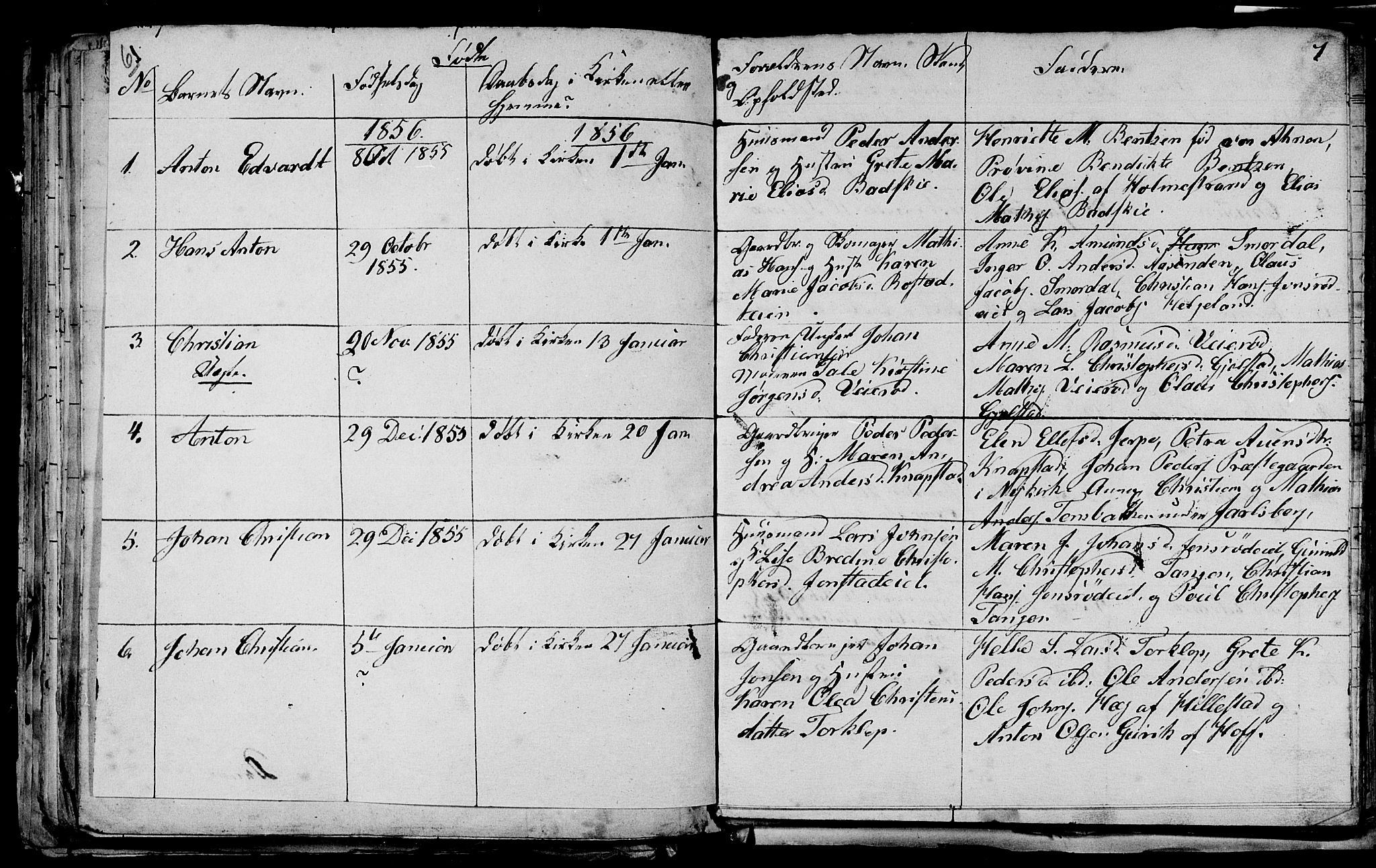 Våle kirkebøker, AV/SAKO-A-334/G/Ga/L0002: Parish register (copy) no. I 2, 1851-1863, p. 6-7