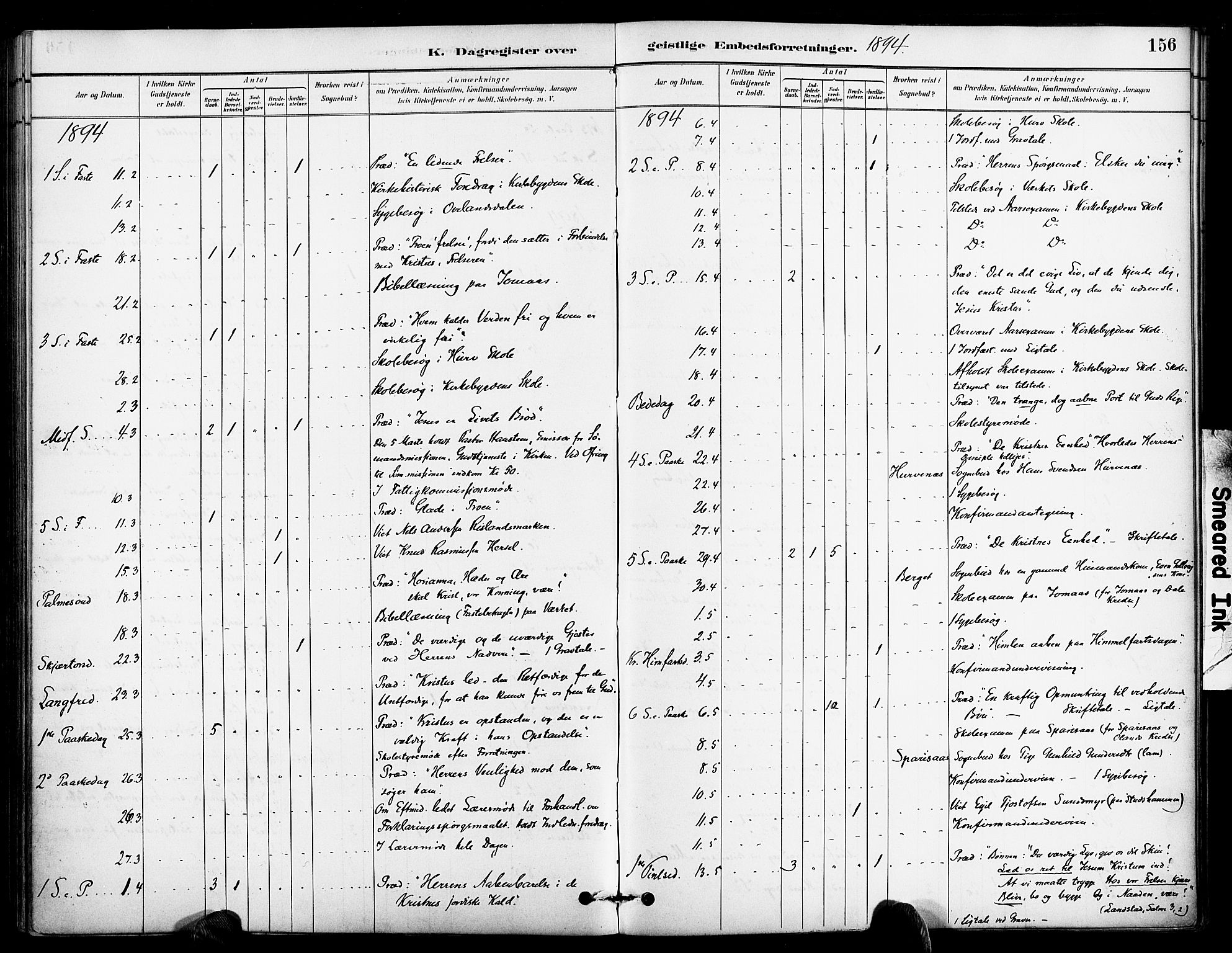 Froland sokneprestkontor, AV/SAK-1111-0013/F/Fa/L0004: Parish register (official) no. A 4, 1882-1906, p. 156