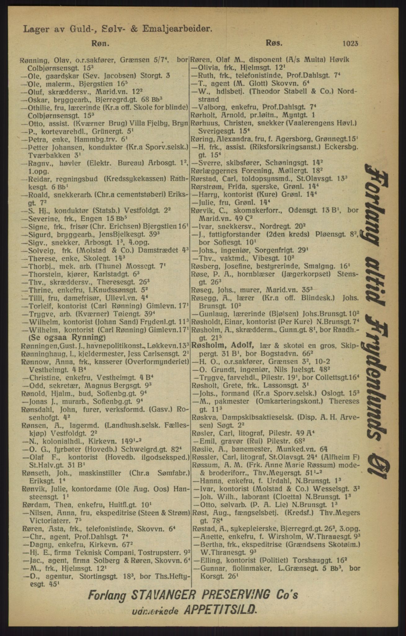 Kristiania/Oslo adressebok, PUBL/-, 1915, p. 1023