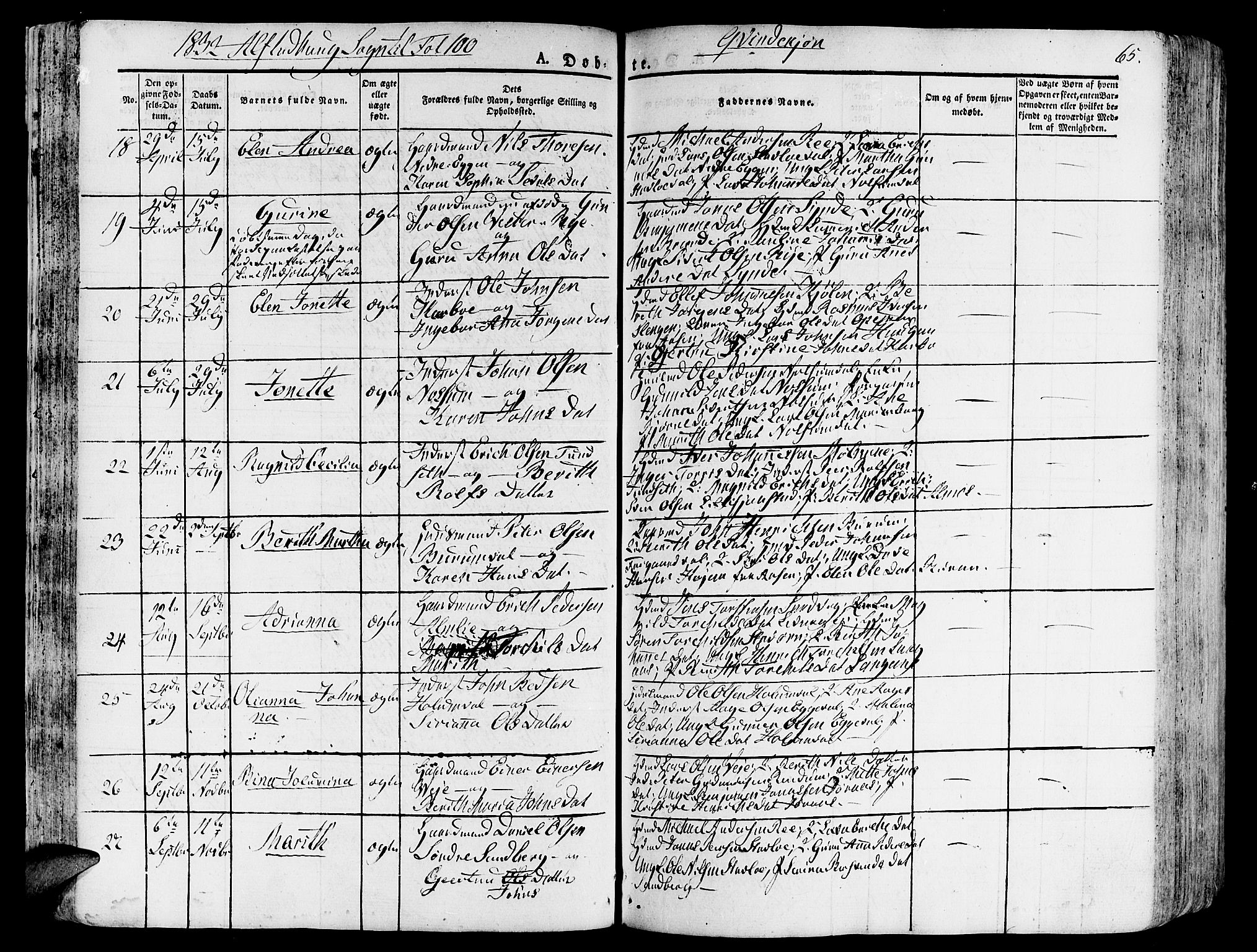 Ministerialprotokoller, klokkerbøker og fødselsregistre - Nord-Trøndelag, SAT/A-1458/717/L0152: Parish register (official) no. 717A05 /1, 1825-1836, p. 65