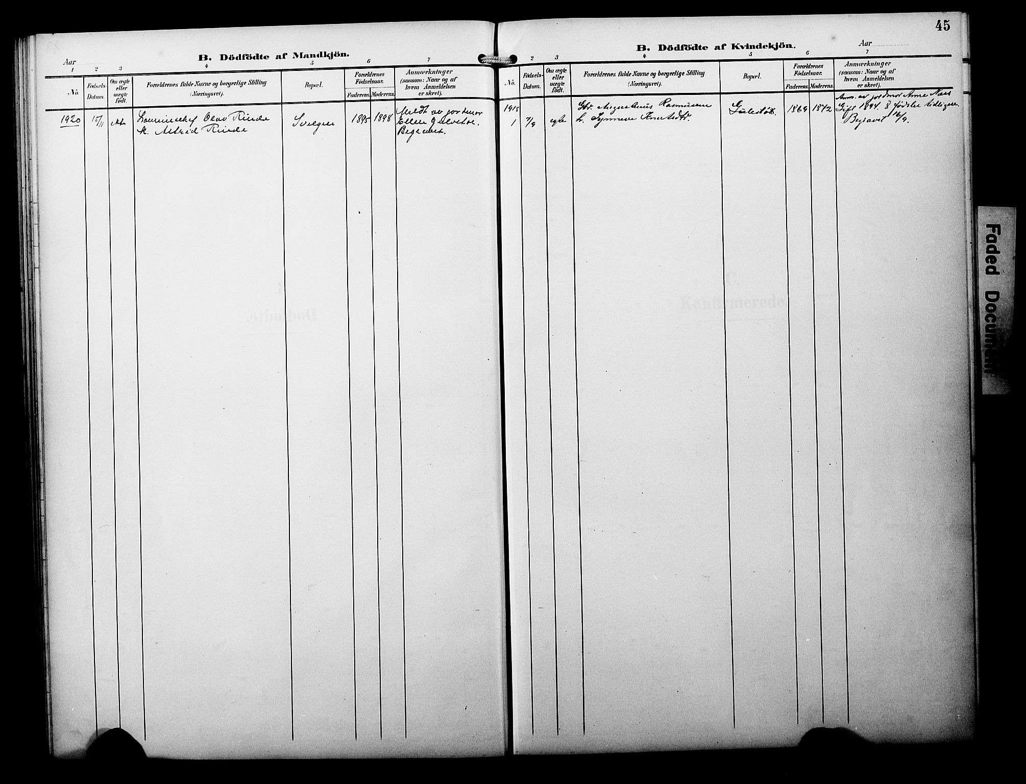 Davik sokneprestembete, AV/SAB-A-79701/H/Hab/Habb/L0001: Parish register (copy) no. B 1, 1903-1928, p. 45