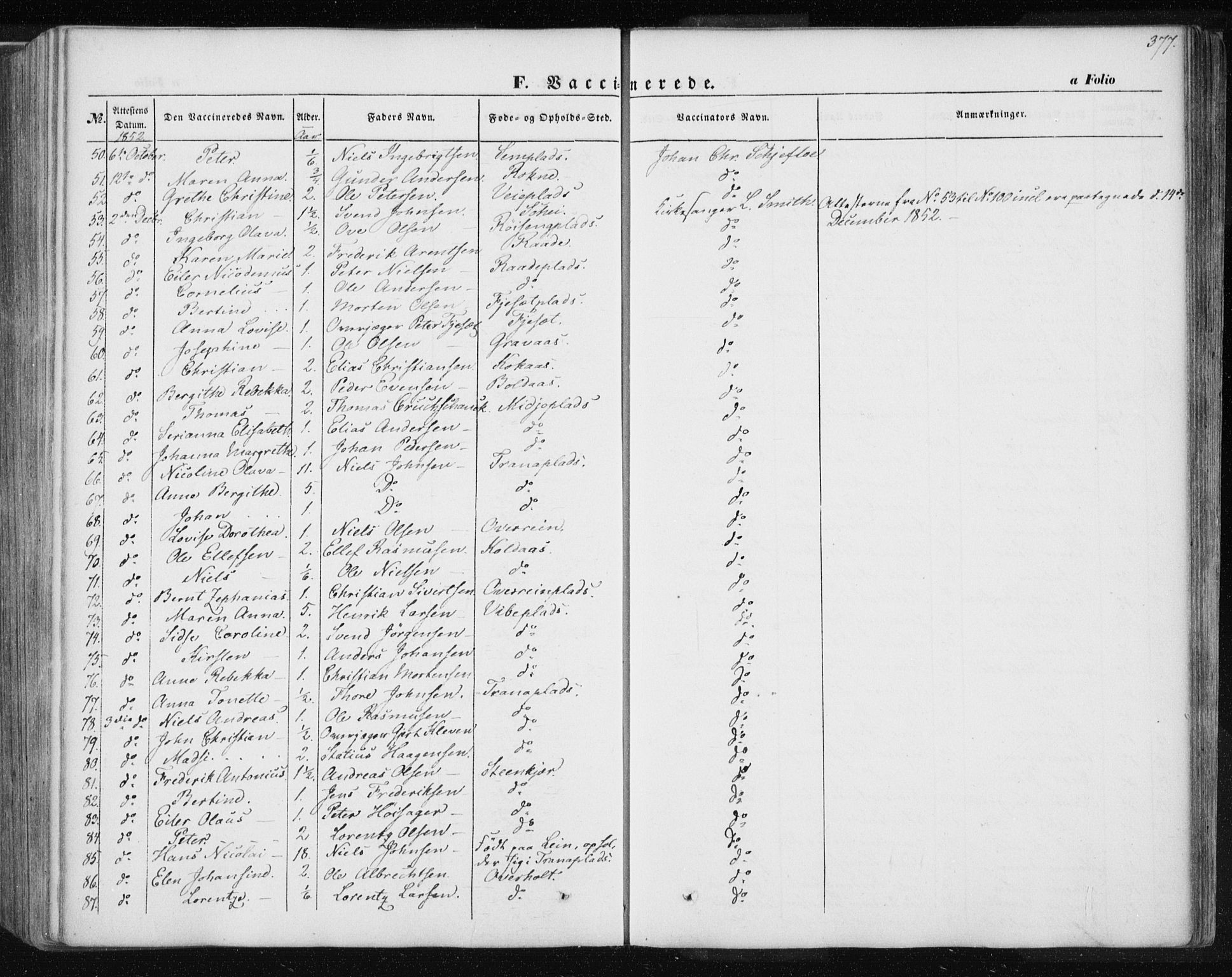 Ministerialprotokoller, klokkerbøker og fødselsregistre - Nord-Trøndelag, AV/SAT-A-1458/735/L0342: Parish register (official) no. 735A07 /1, 1849-1862, p. 377