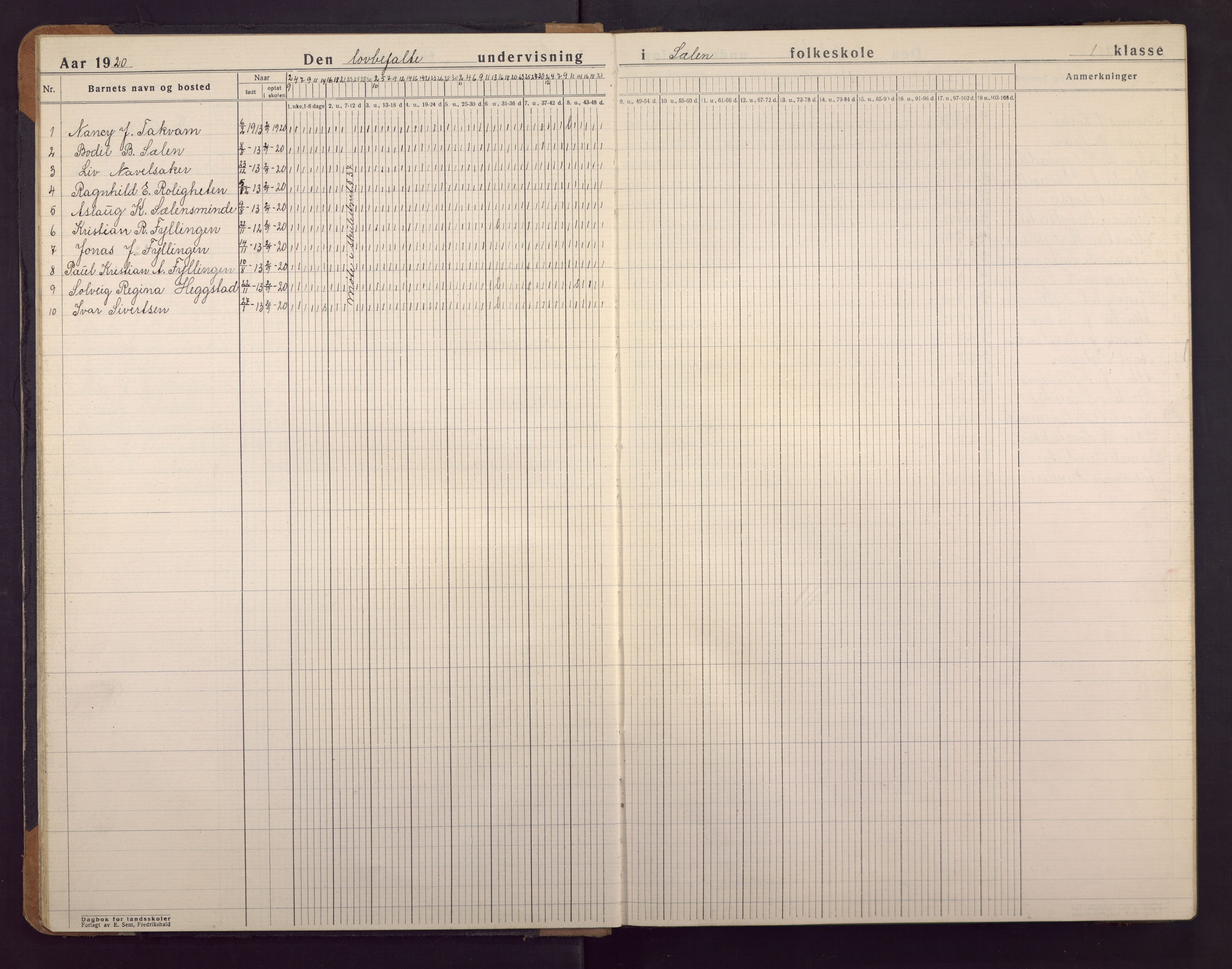 Sælen skole, BBA/A-4076/G/Ga/L0003: Dagbok, 1919-1951